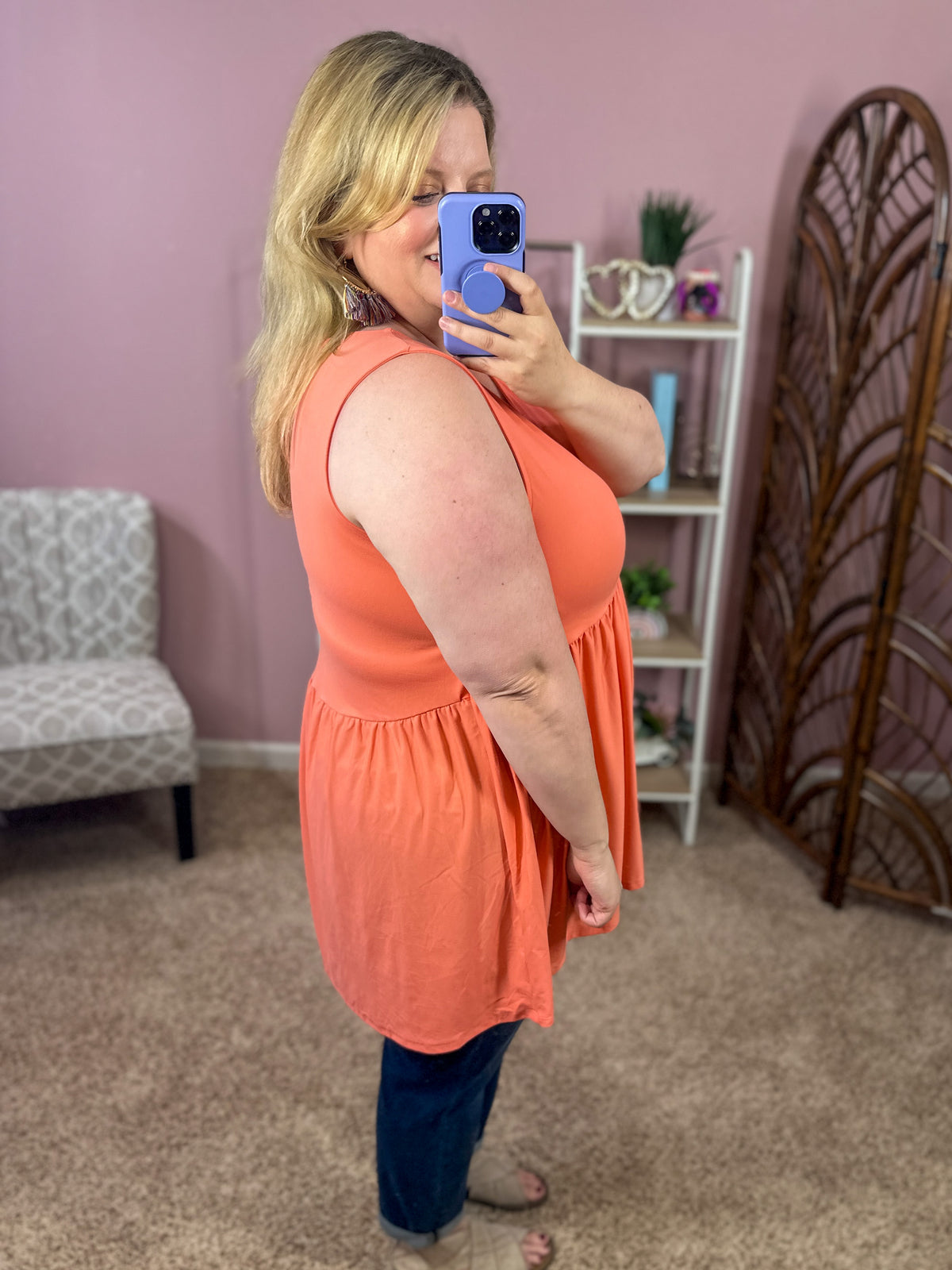 All of My Days Babydoll Tank - Deep Coral