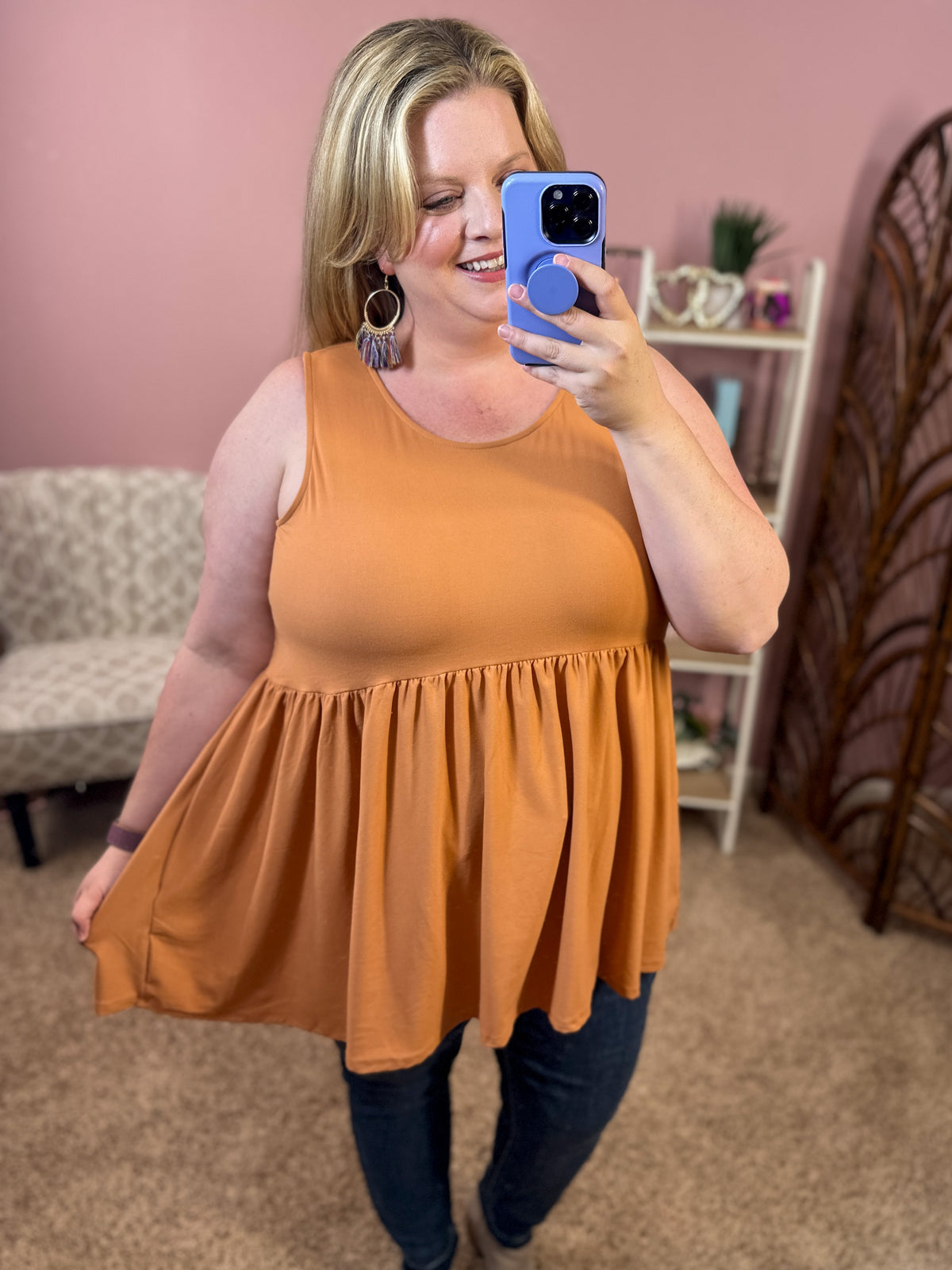 All of My Days Babydoll Tank - Butter Orange