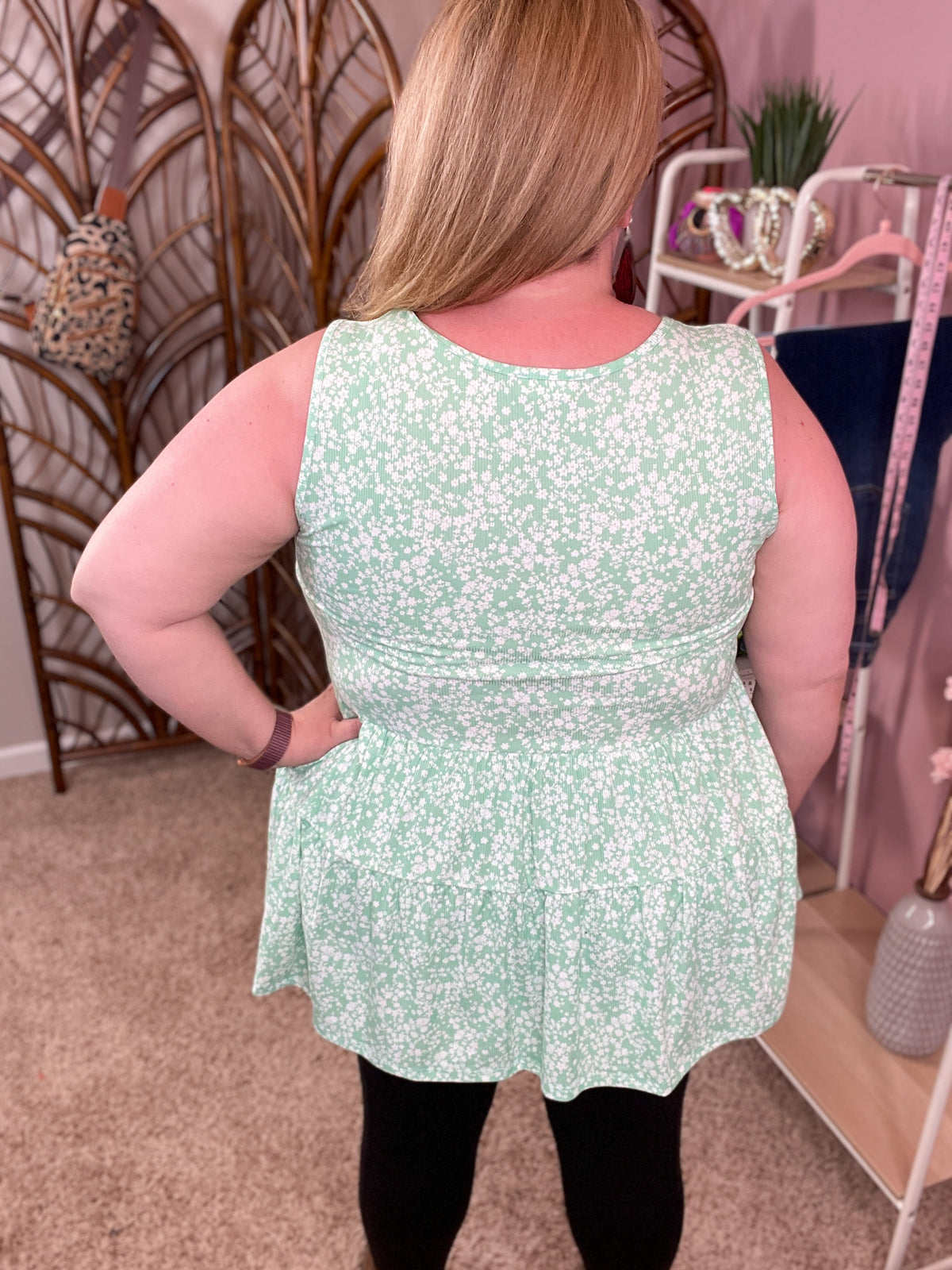 Waiting Game Tiered Tank - Bright Green