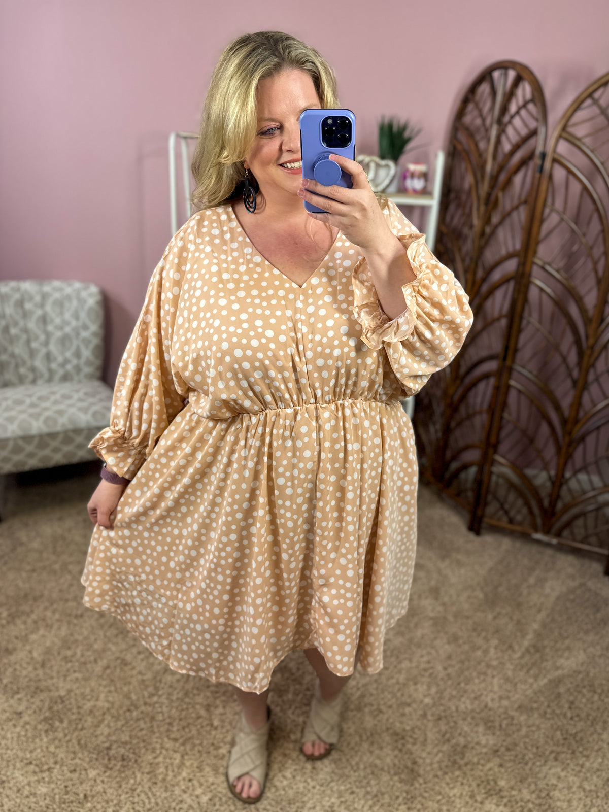 All Things Considering Babydoll Dress - Taupe