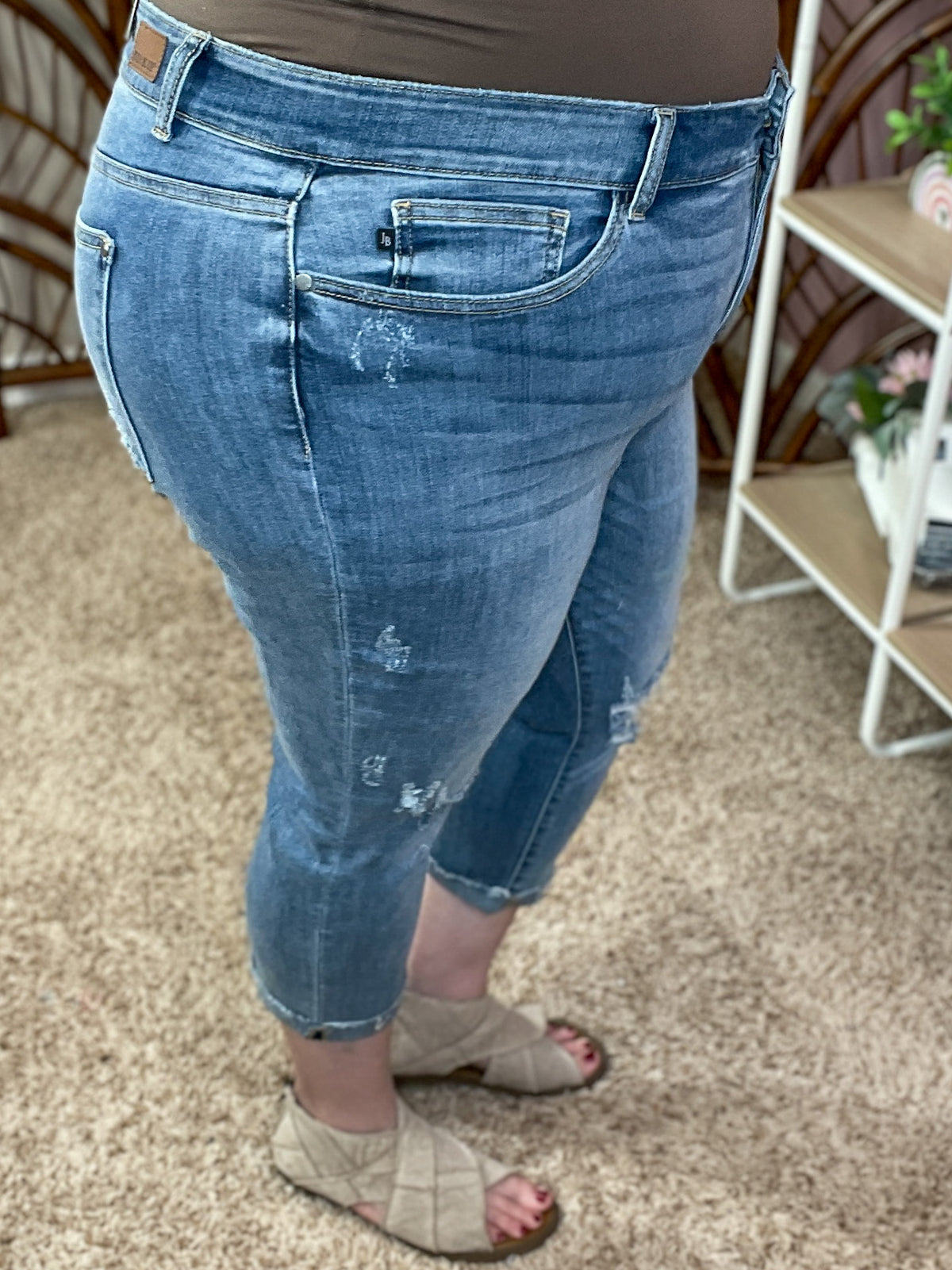 Keep the Change Distressed Capri Denim - Judy Blue