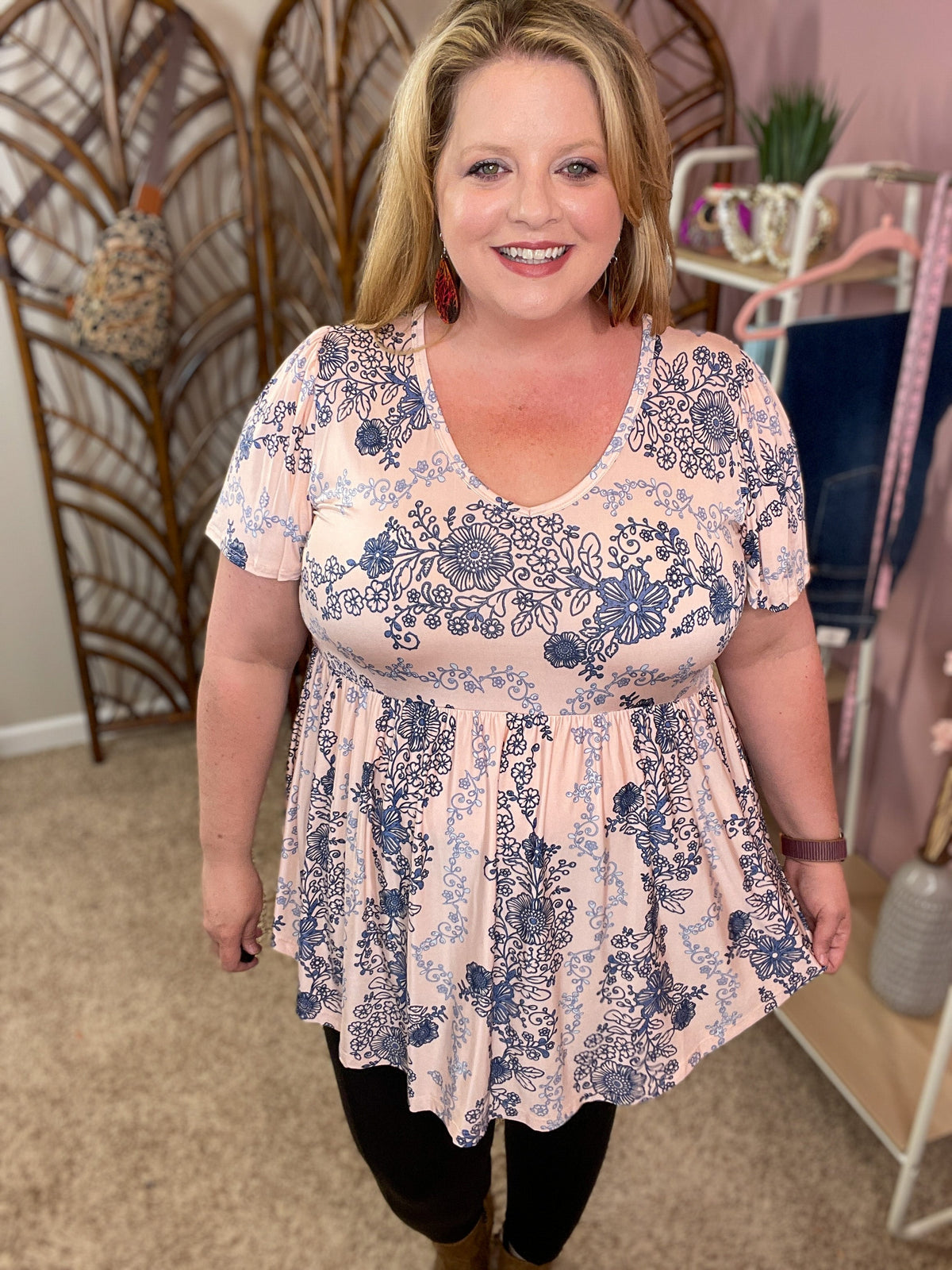 Jewel Among Us Babydoll Top - Light Pink - Restocked!