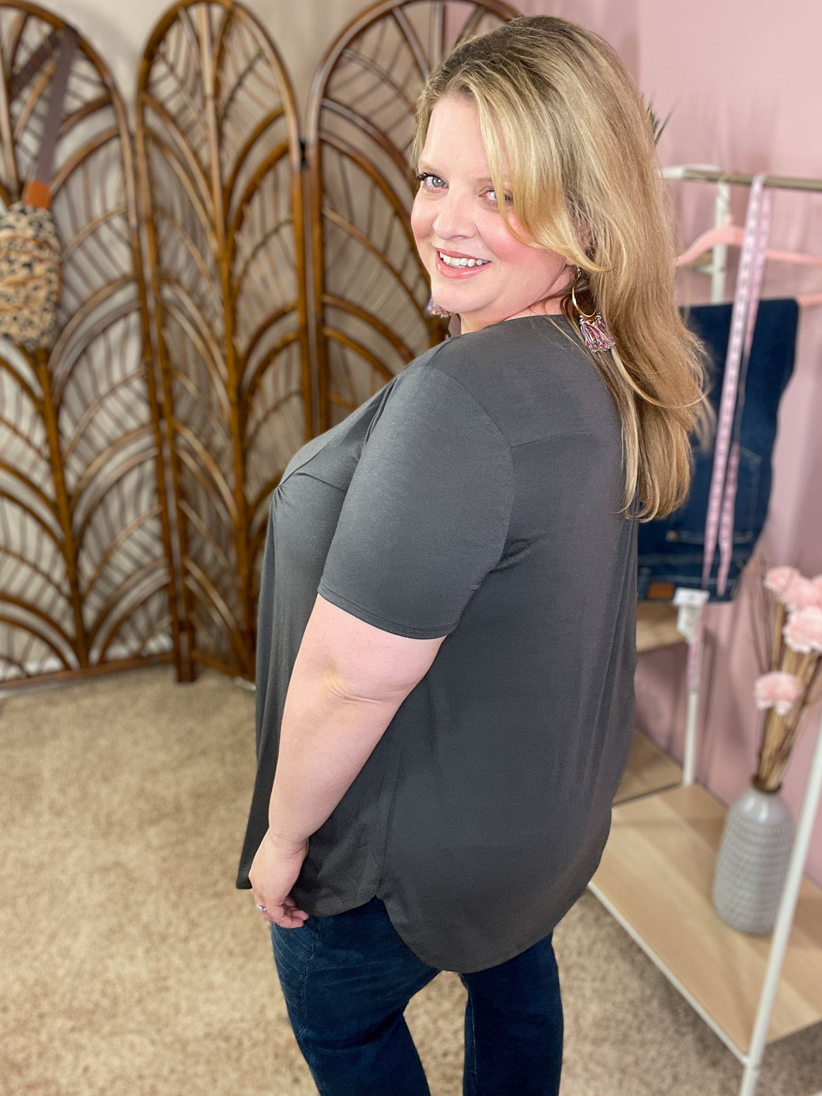 All About You Button Tunic - Ash Gray