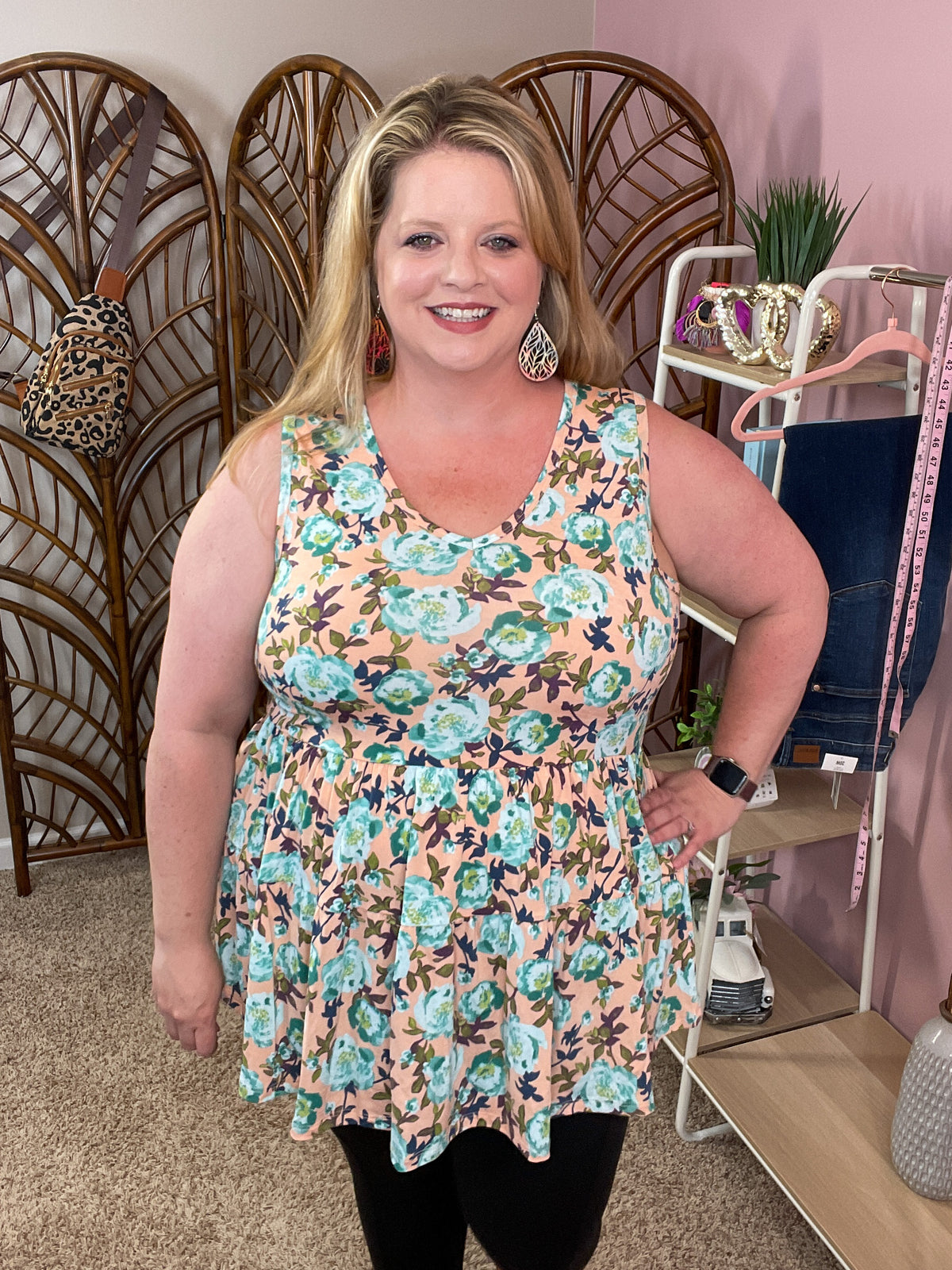 Running the Show Tiered Tank - Peach