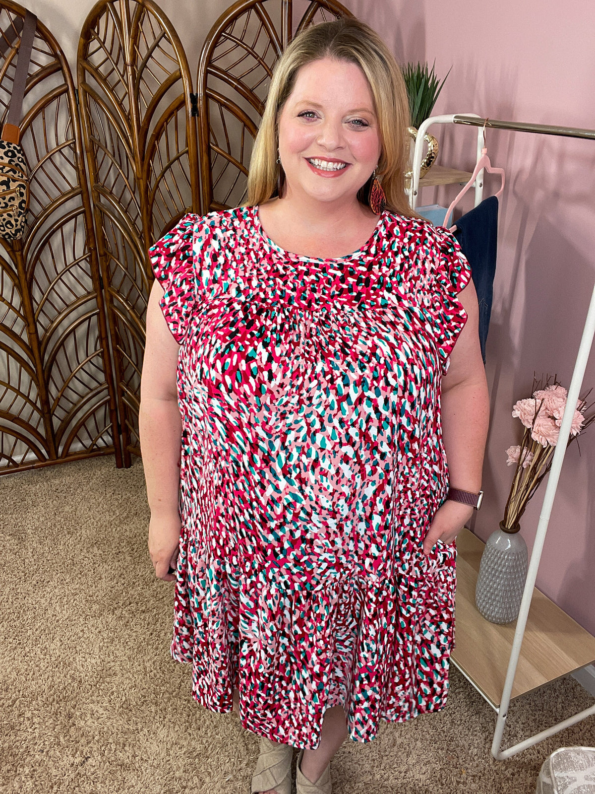 Washing Over Me Dress - Fuchsia/Teal - Restocked!