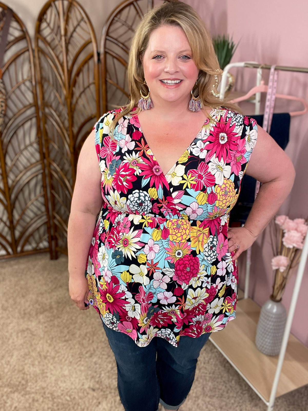 Just in Time Babydoll Top - Magenta