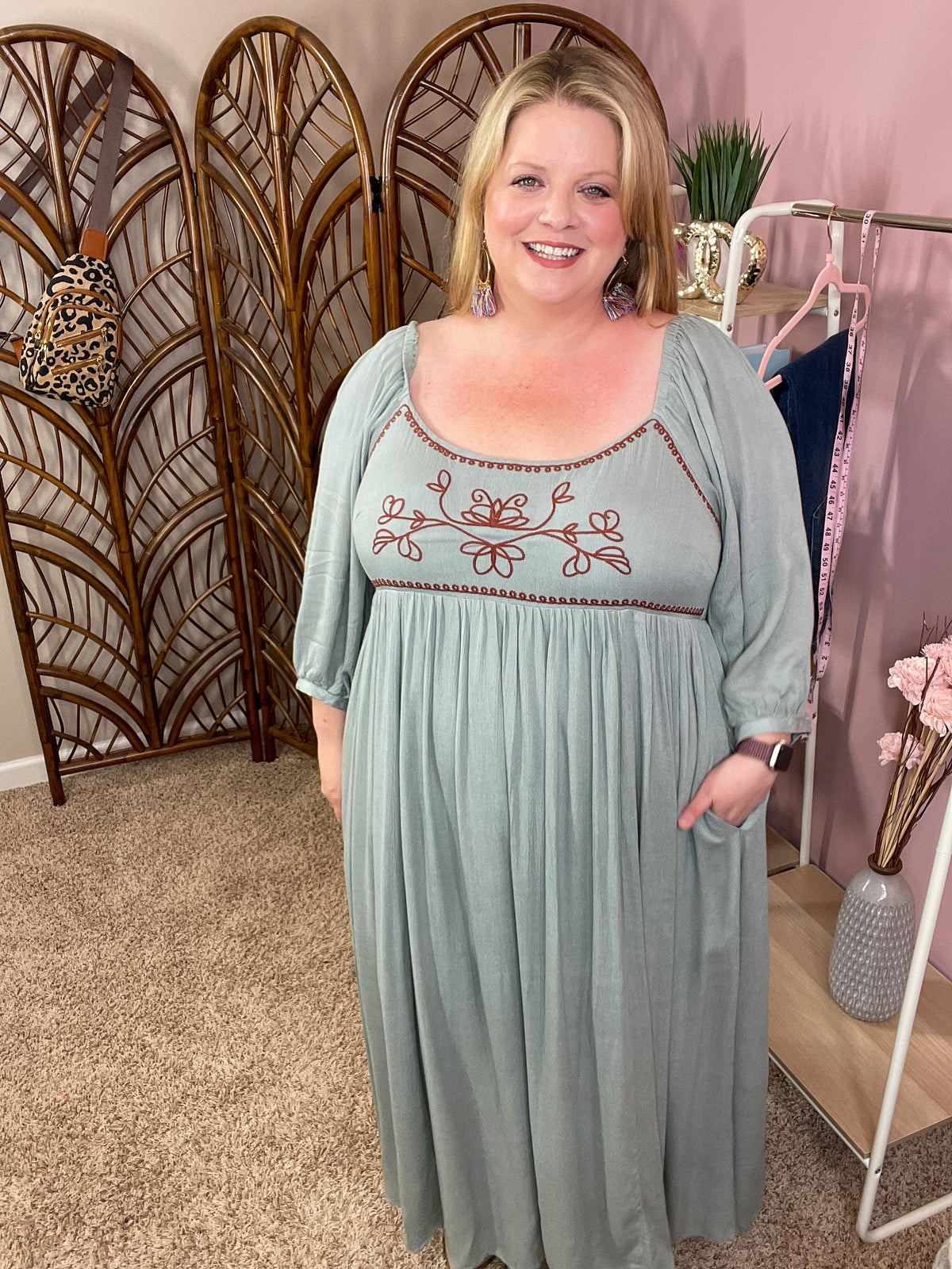 Classical Lover Peasant Dress - Faded Sage