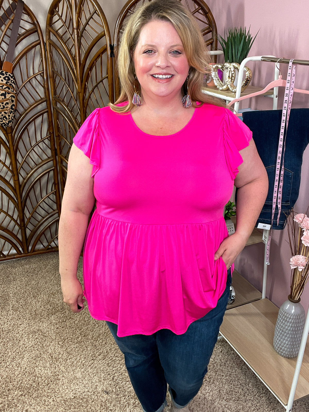 True Colors Peplum Top - Hot Pink
