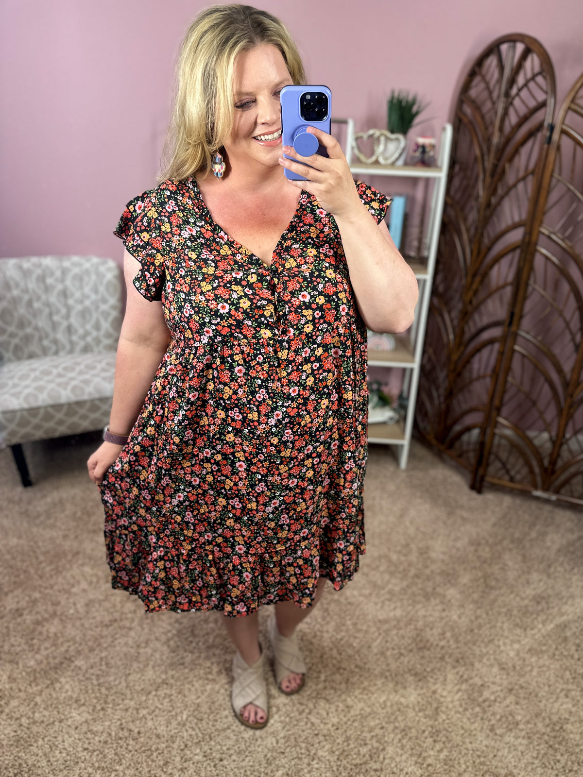 Sense of Me Dress - Black/Floral