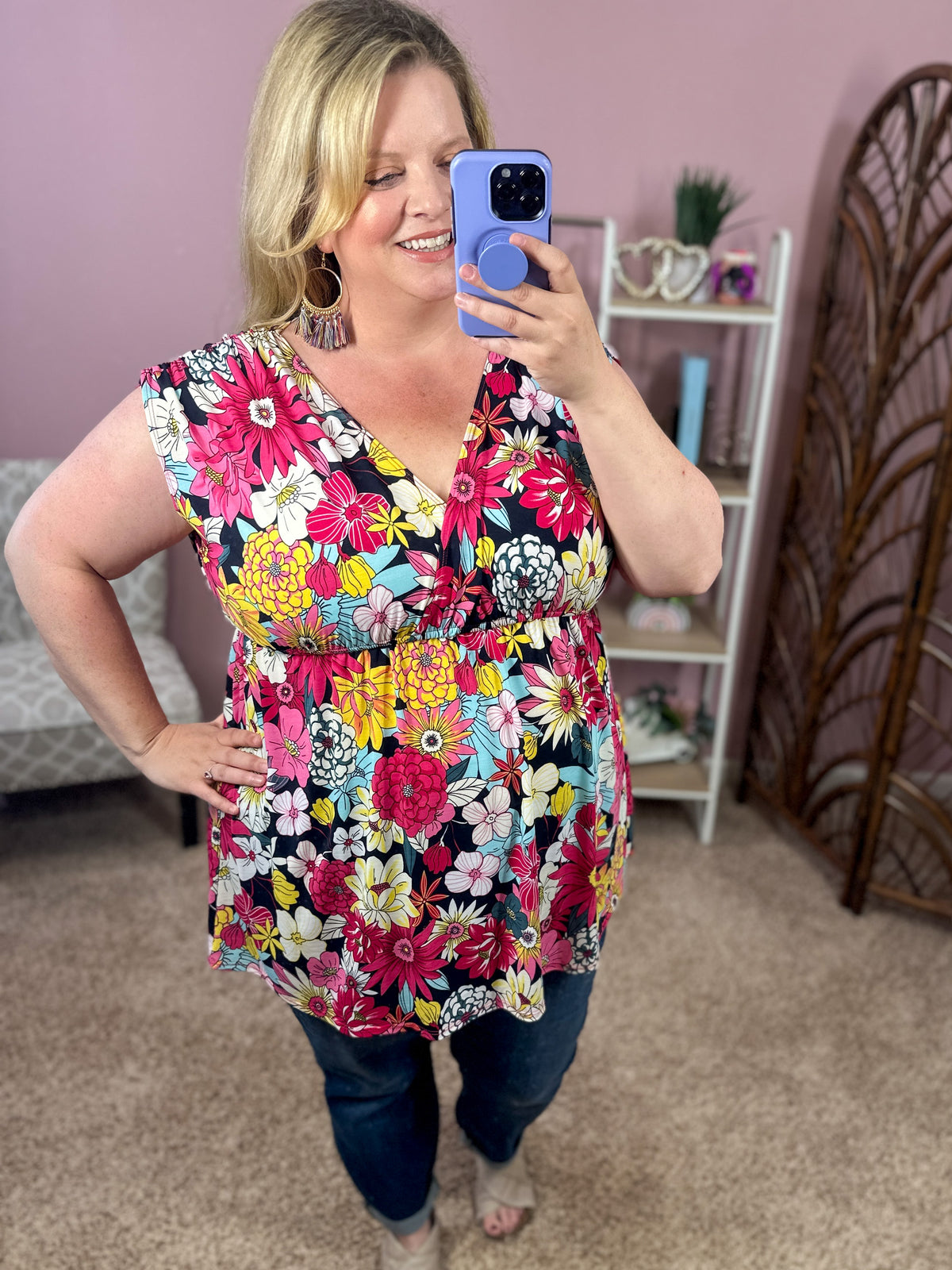 Just in Time Babydoll Top - Magenta