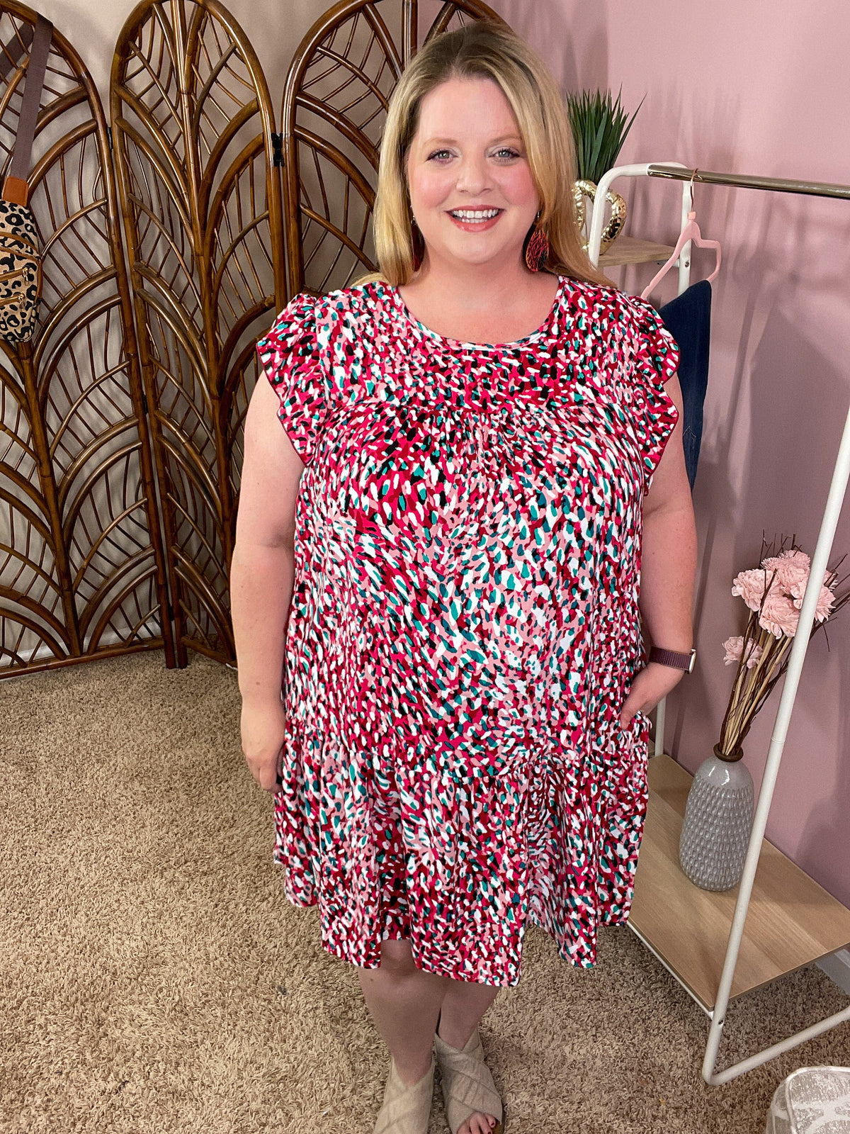 Washing Over Me Dress - Fuchsia/Teal - Restocked!