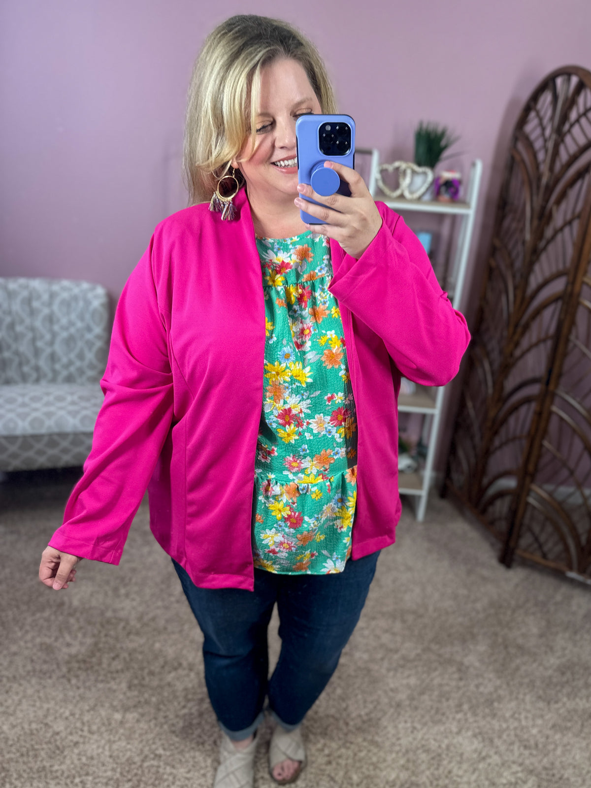 Corner Office Blazer - Fuchsia