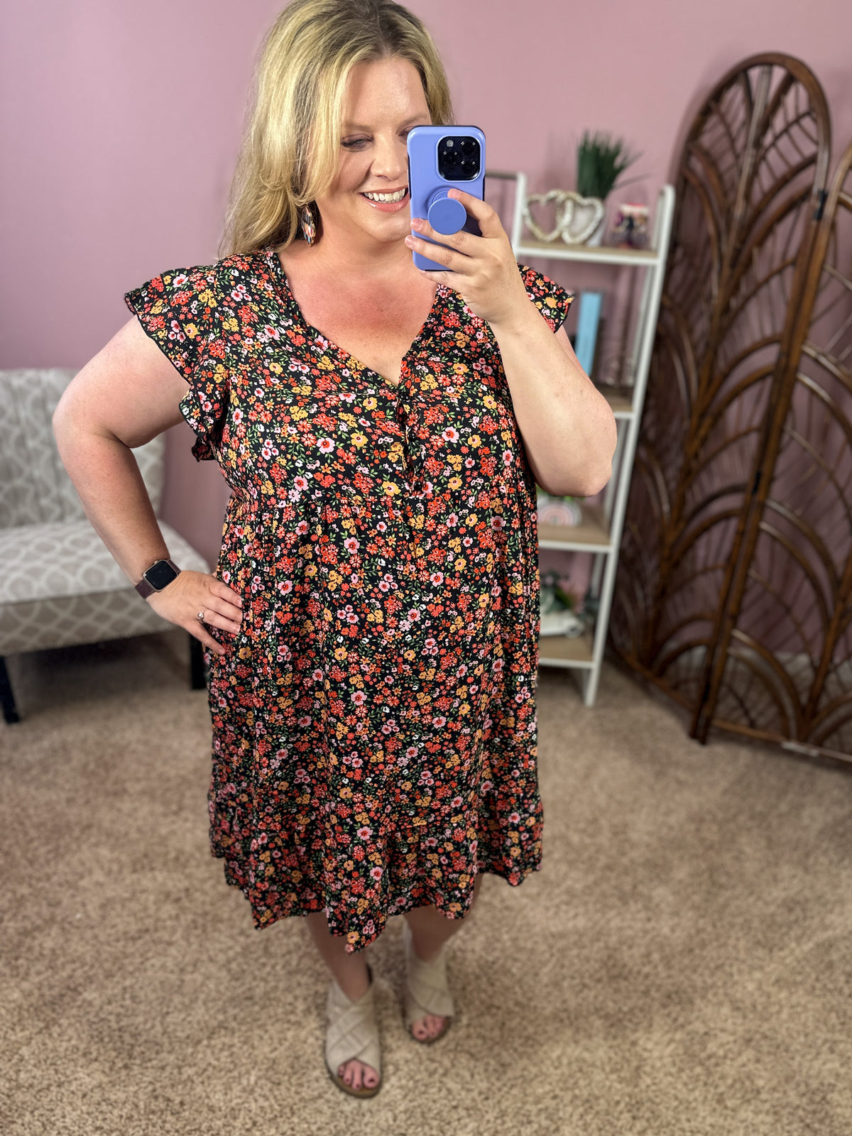 Sense of Me Dress - Black/Floral