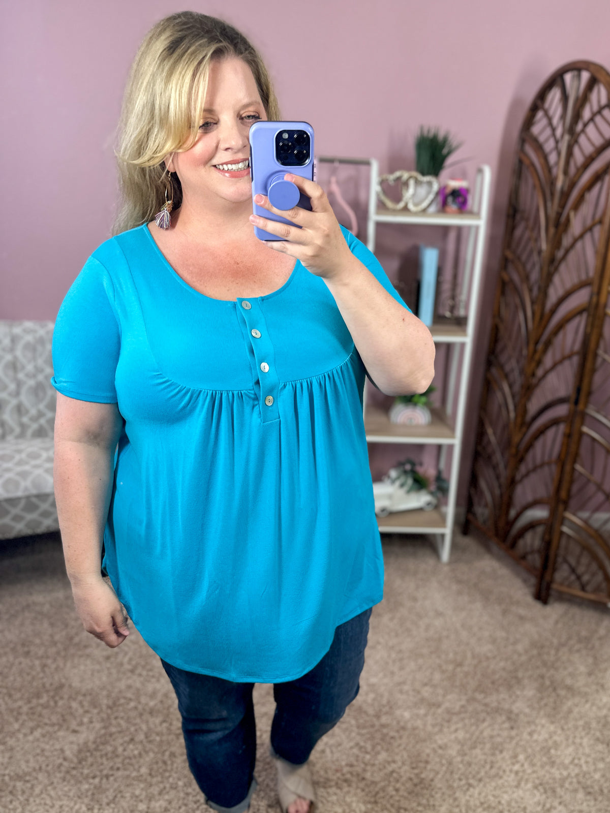 All About You Button Tunic - Ice Blue