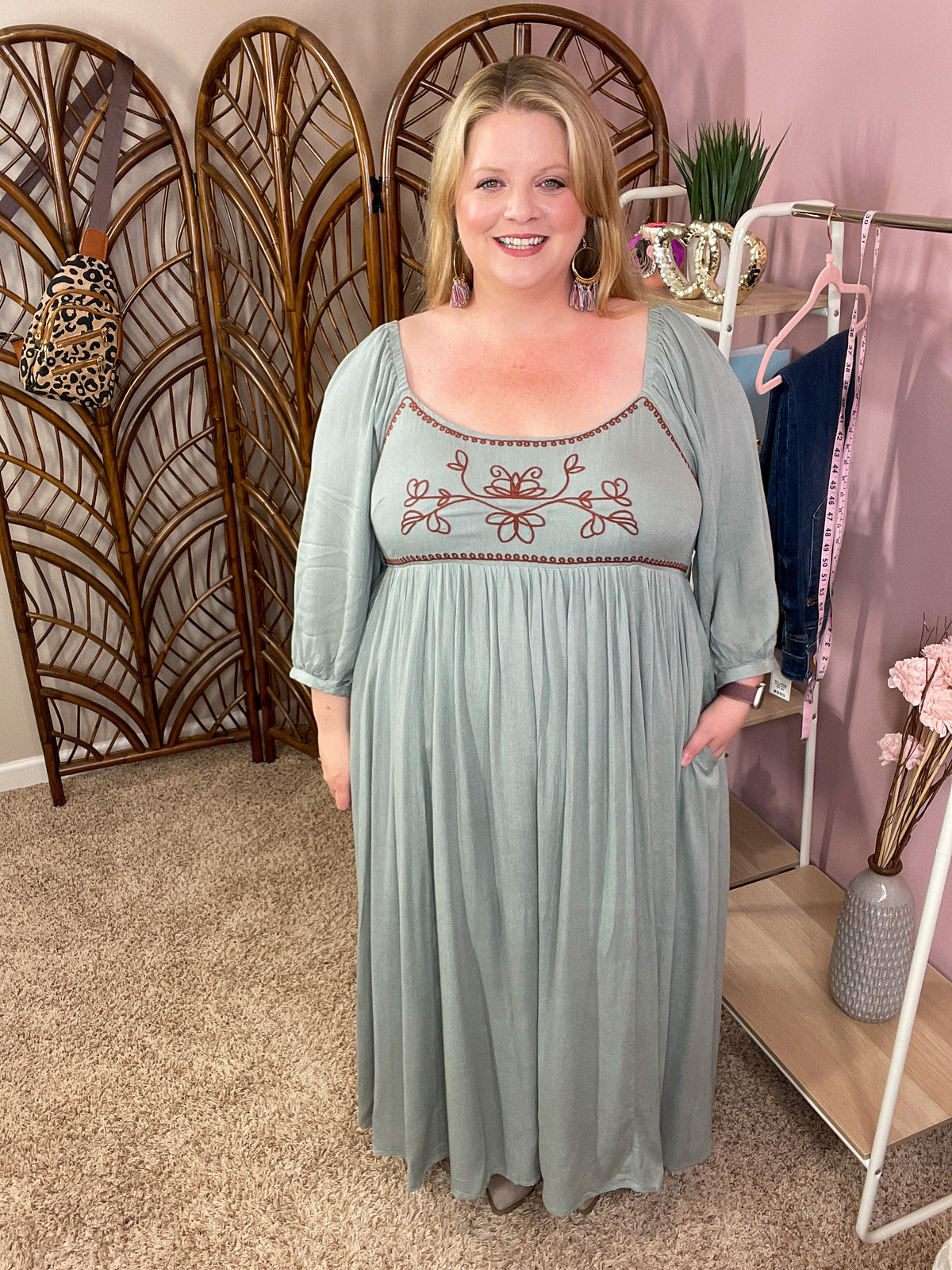 Classical Lover Peasant Dress - Faded Sage