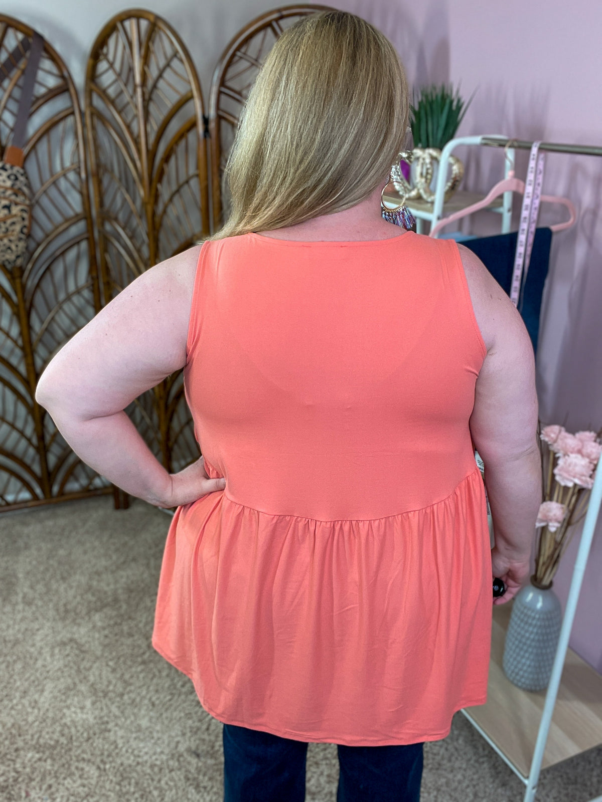 All of My Days Babydoll Tank - Deep Coral
