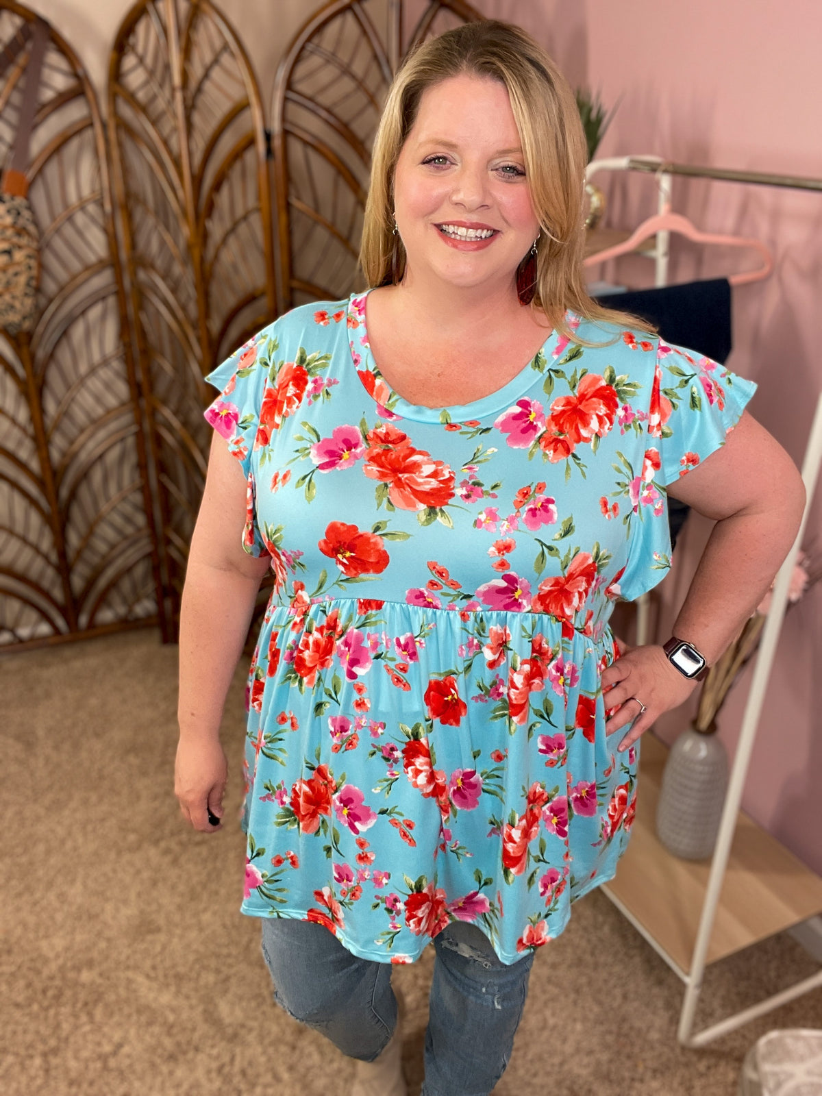 Have it My Way Babydoll Top - Aqua