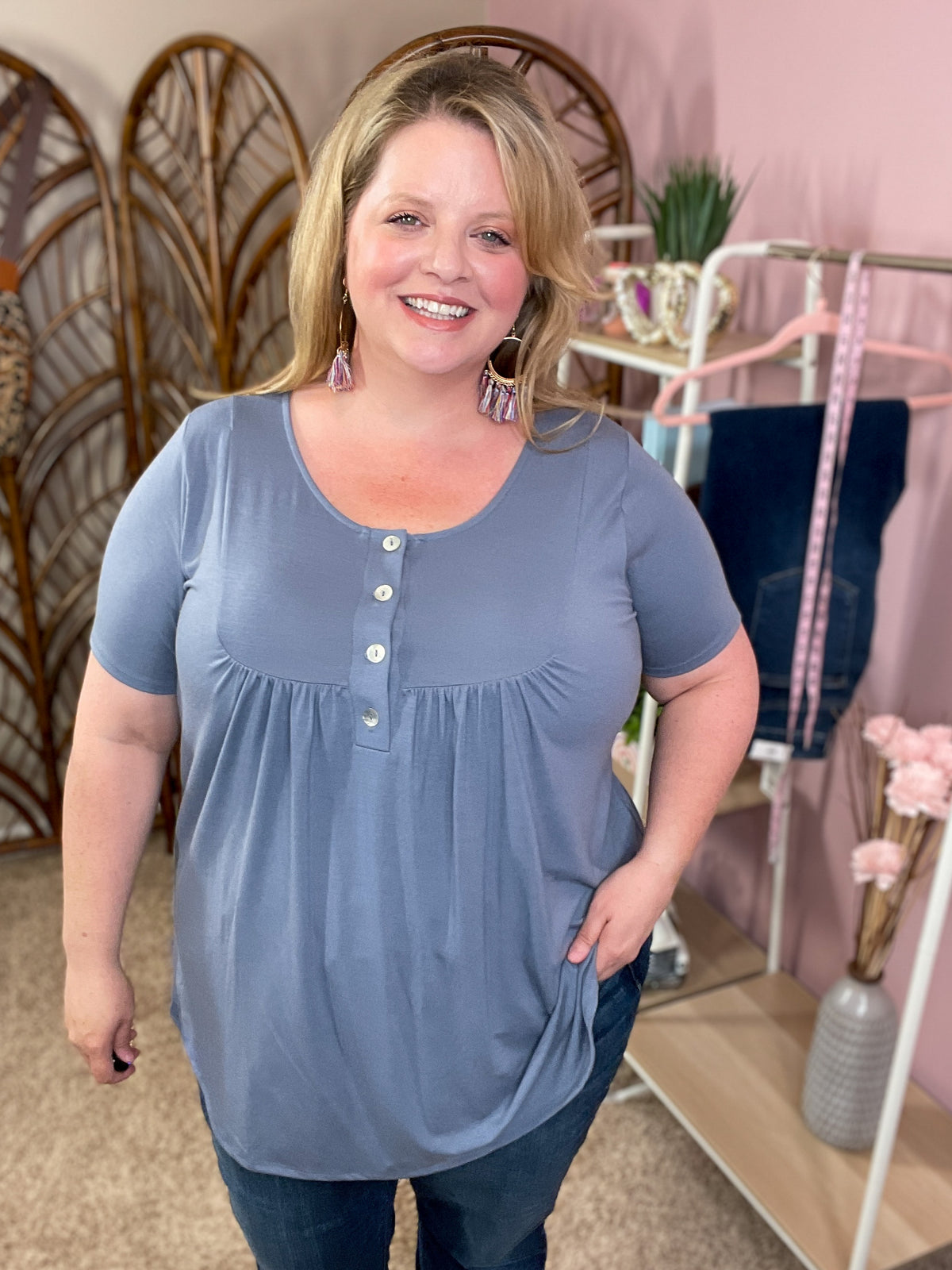 All About You Button Tunic - Cement