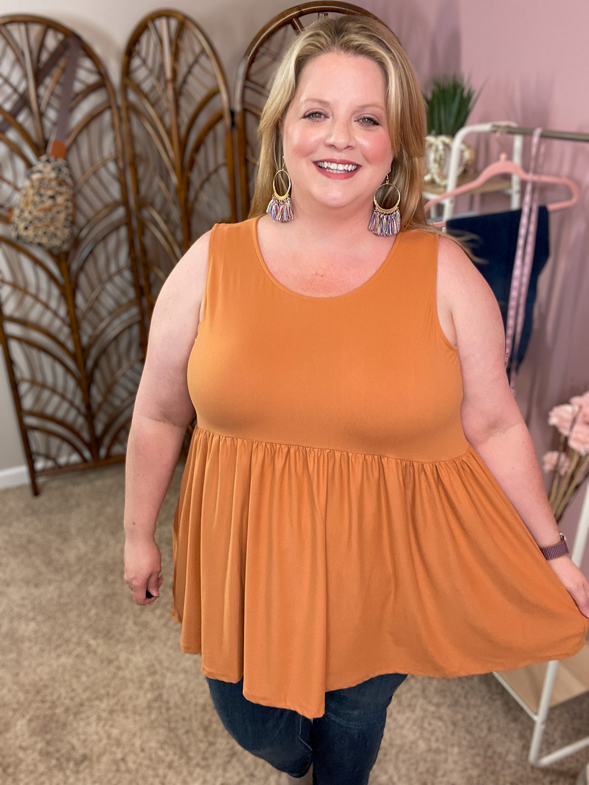 All of My Days Babydoll Tank - Butter Orange