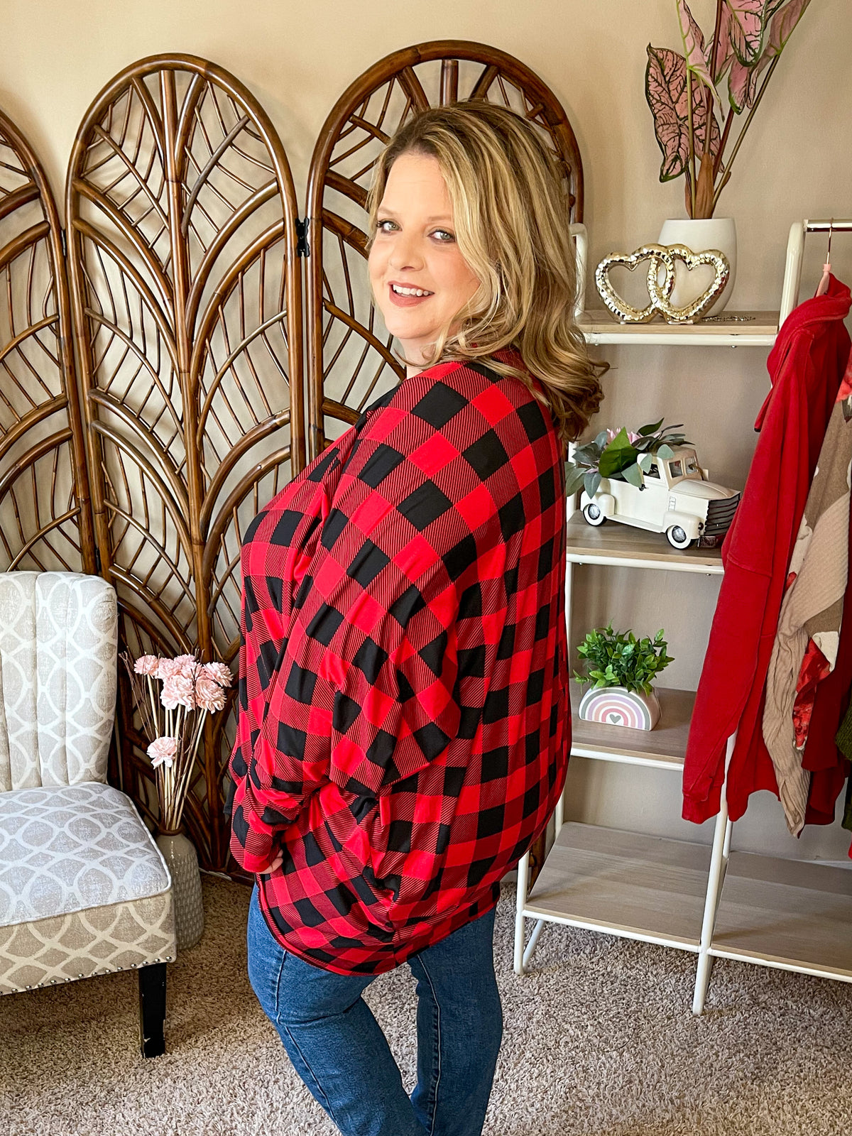 Extra Coverage Cocoon Cardigan - Buffalo Plaid