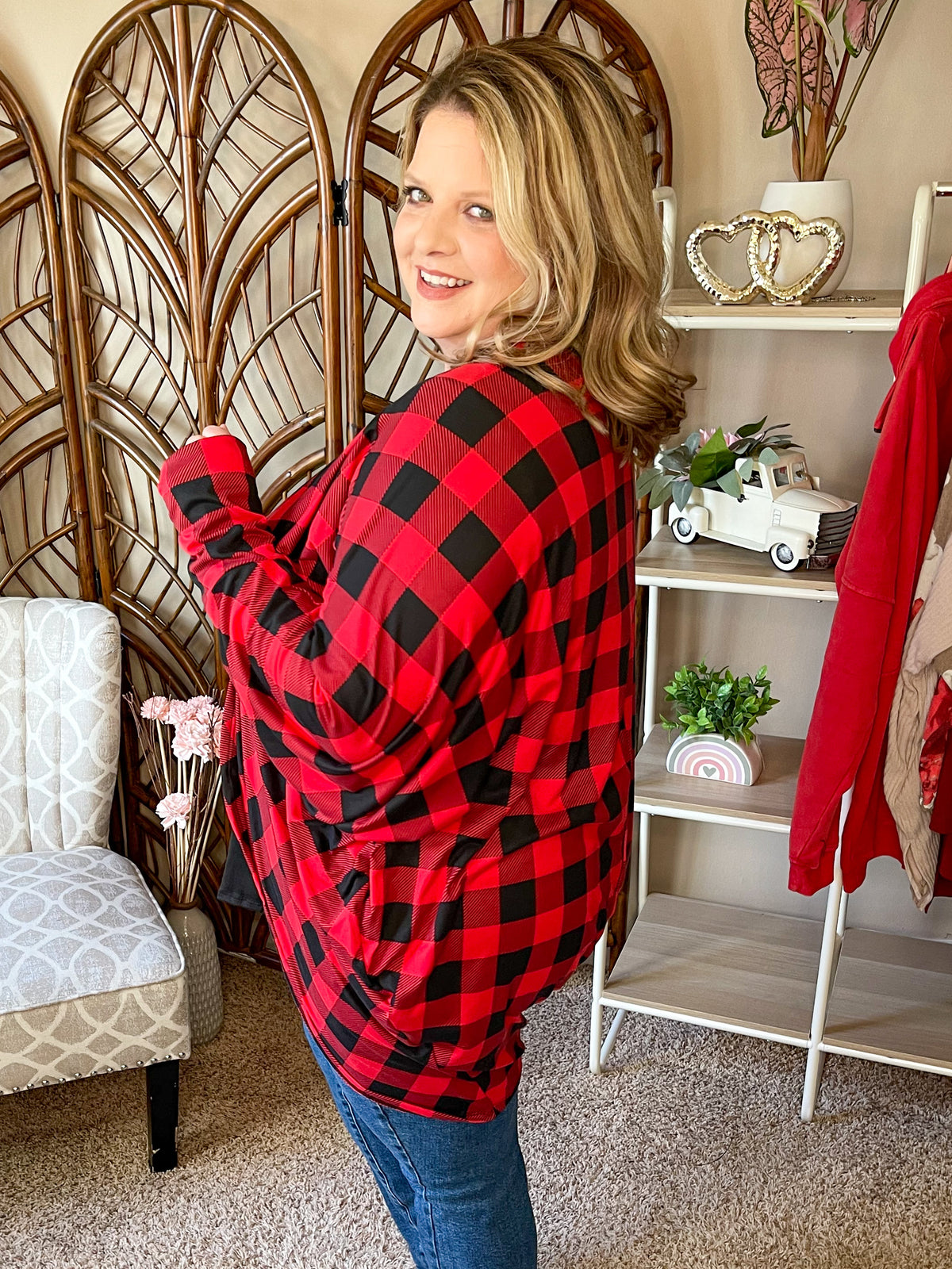 Extra Coverage Cocoon Cardigan - Buffalo Plaid