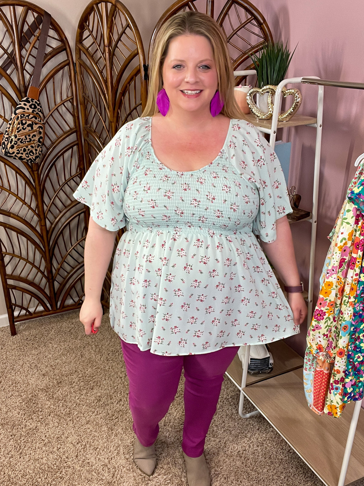 All The Feels Smocked Top - Mint