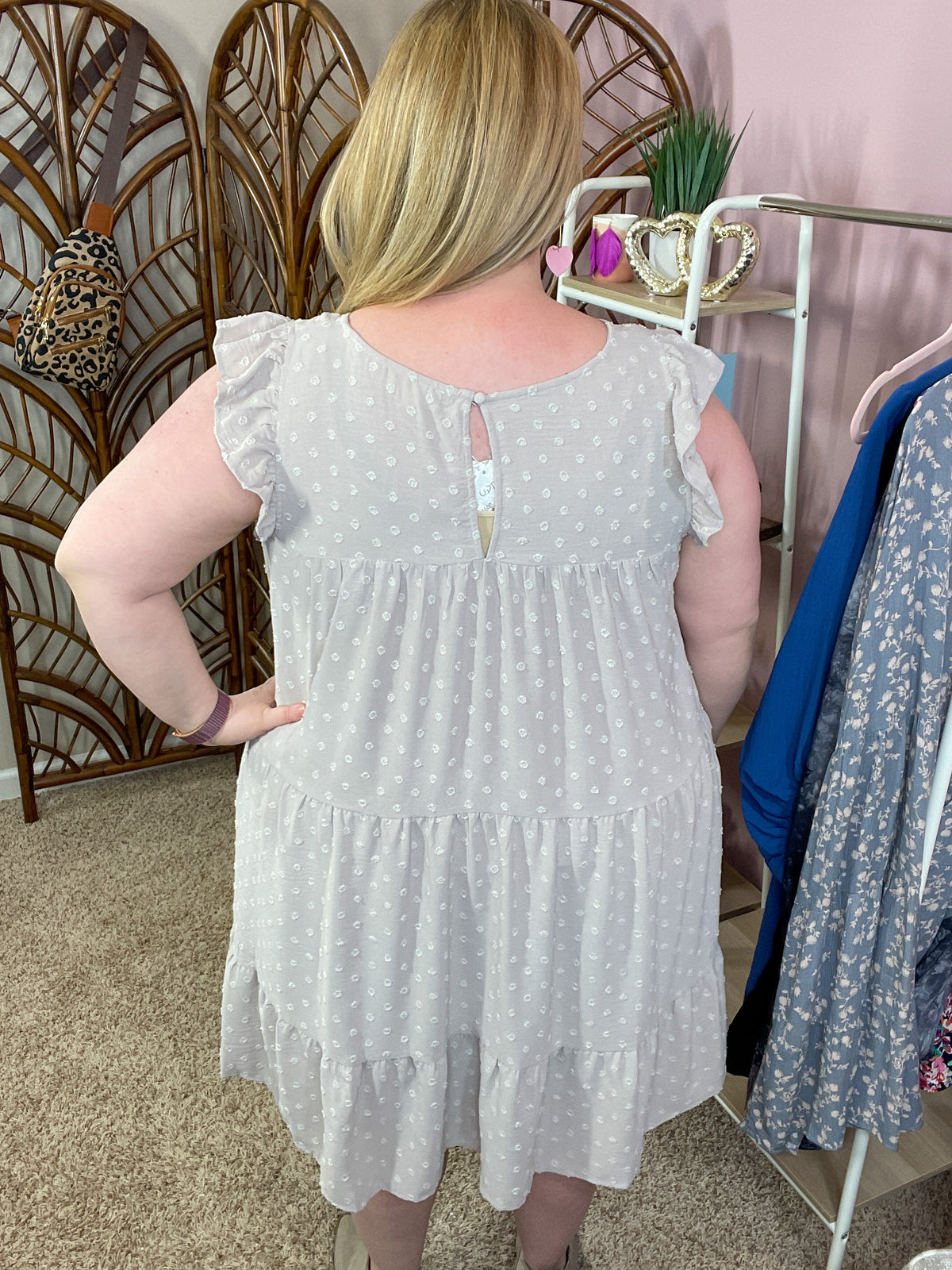 City Tours Swiss Dot Dress - Earl Grey
