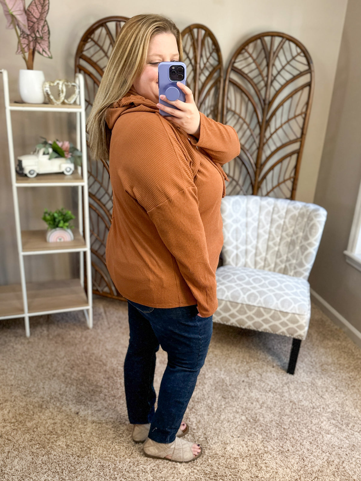 Playing Hooky Hooded Top - Cognac