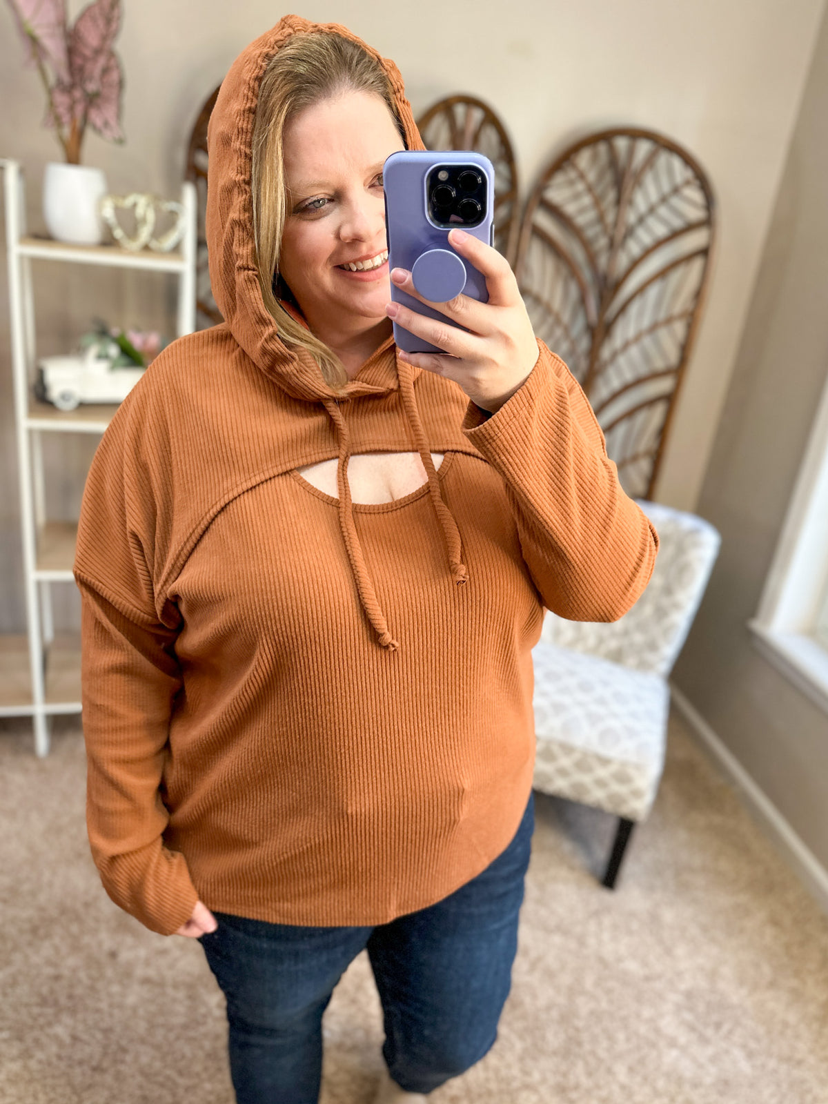 Playing Hooky Hooded Top - Cognac