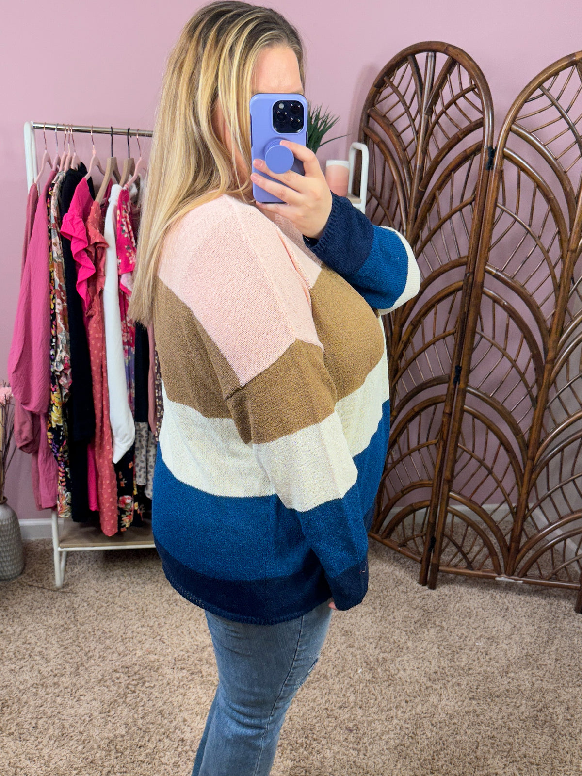Here For All Colorblock Open Knit Top