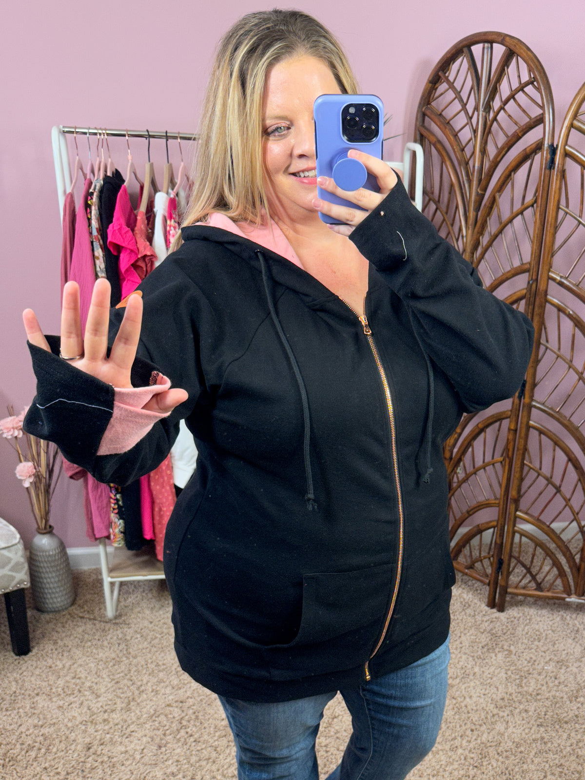 She is Extra Fullzip Hoodie - Rose Gold Accents