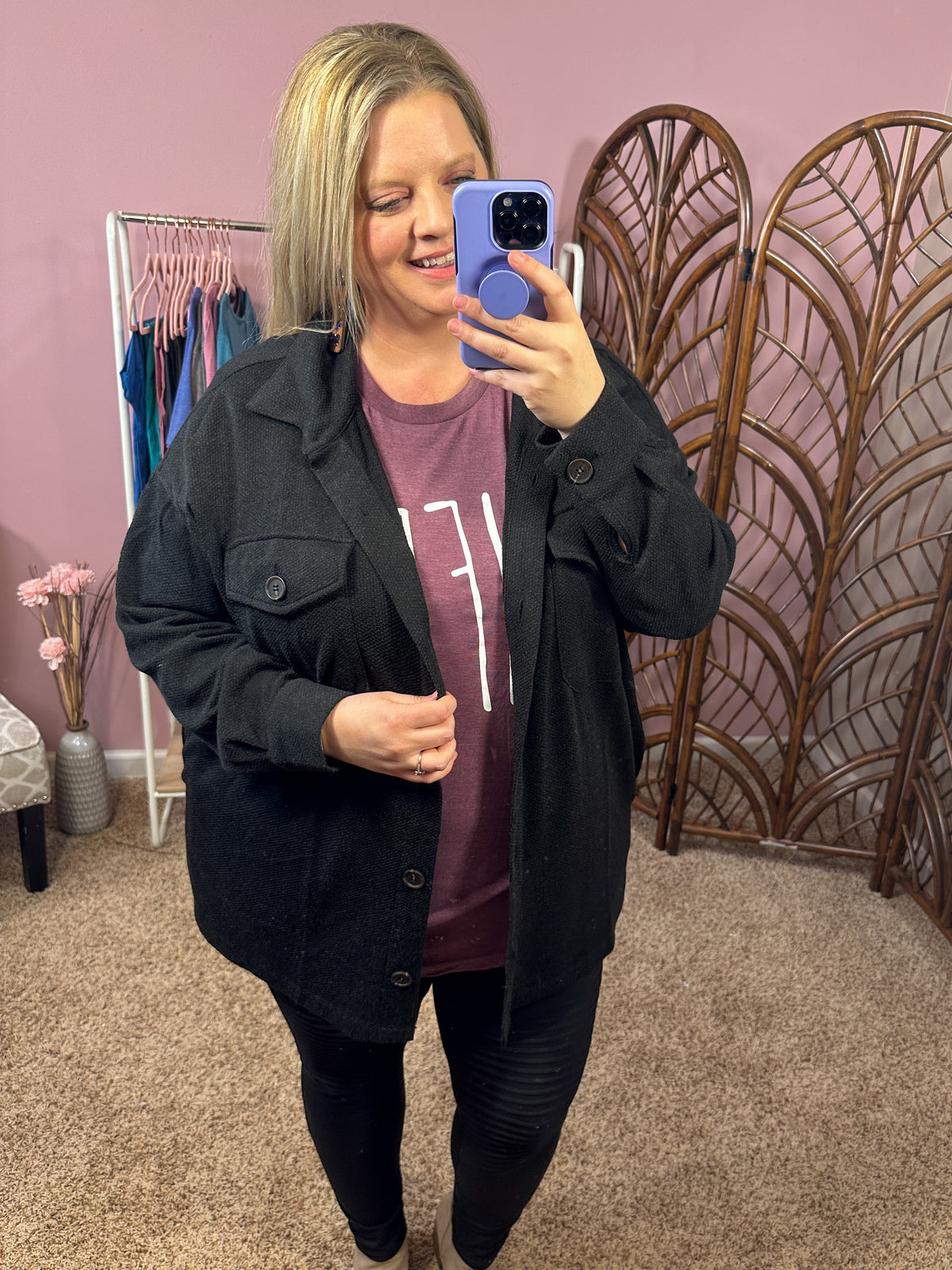 One Thing at a Time Shacket - Black