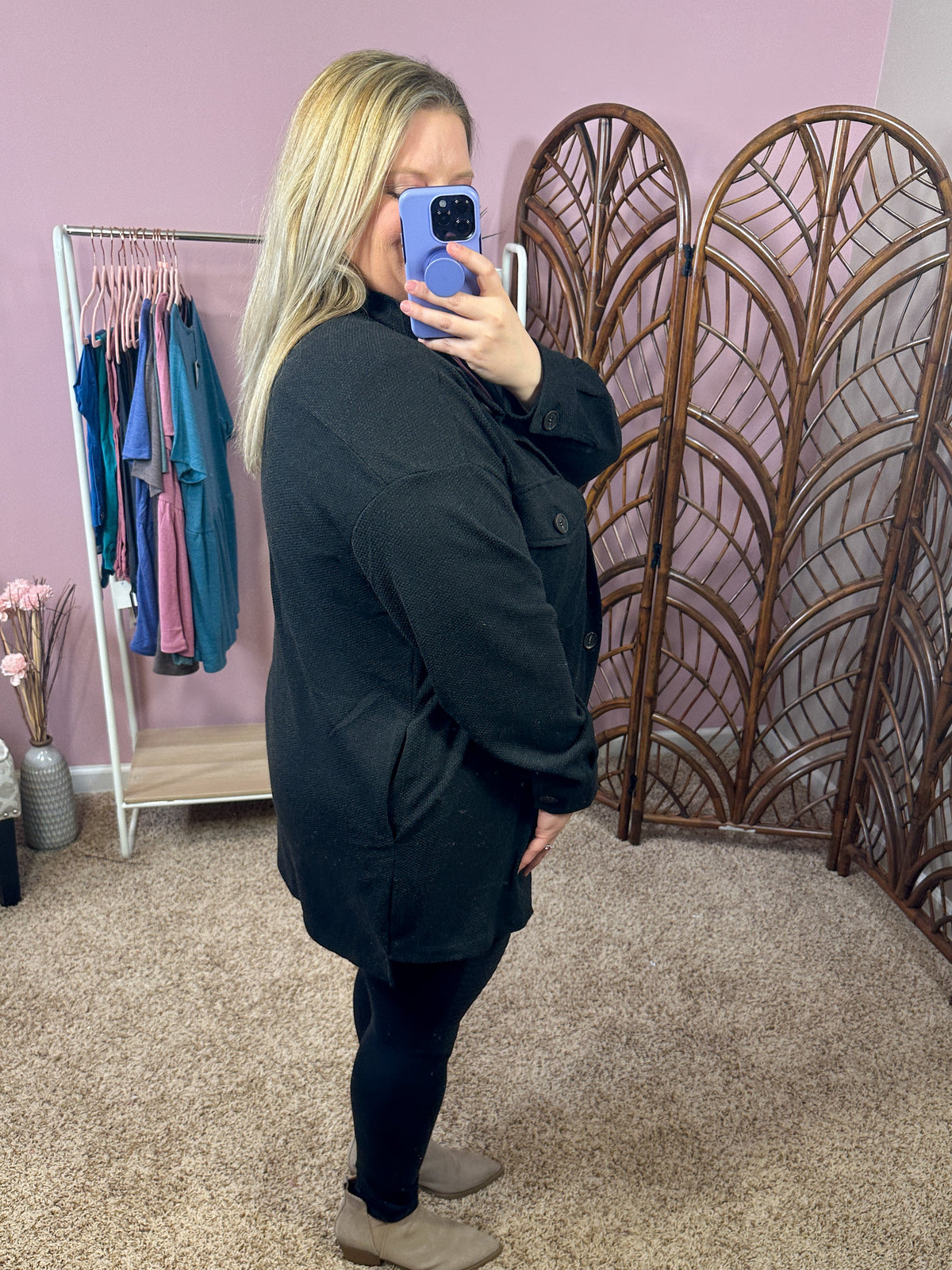 One Thing at a Time Shacket - Black