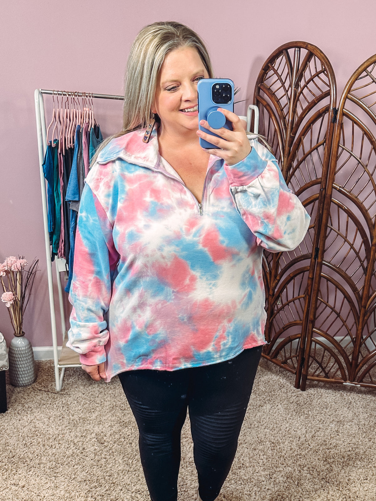 Peace and Love Zip Top - Pink/Blue