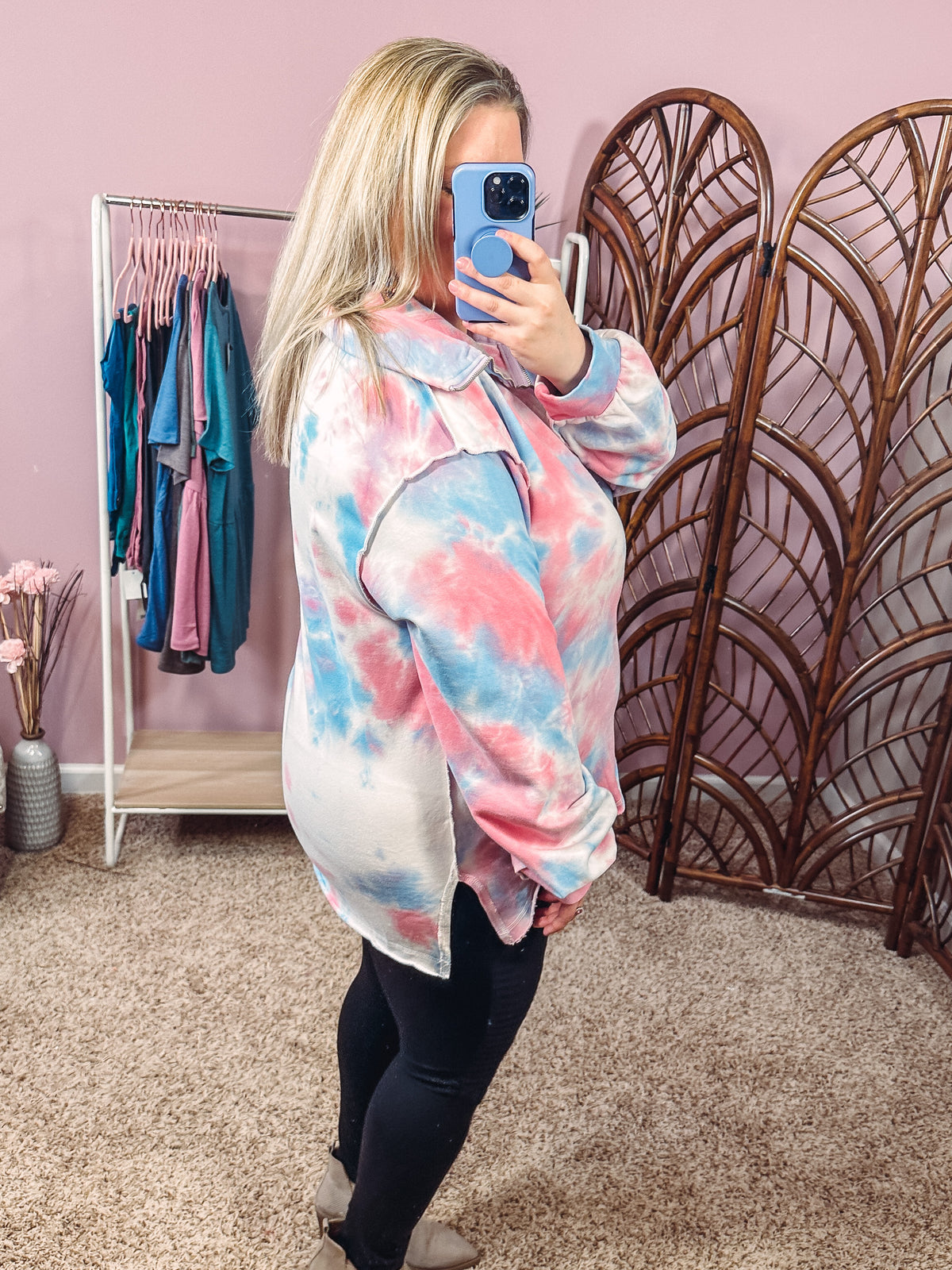 Peace and Love Zip Top - Pink/Blue