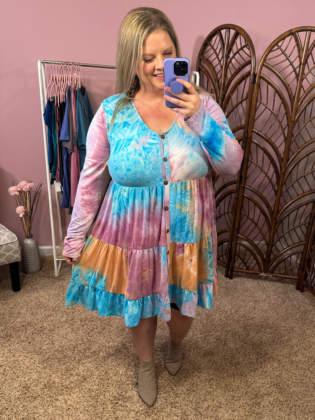 Colors of the Sky Tiered Dress - Tie Dye