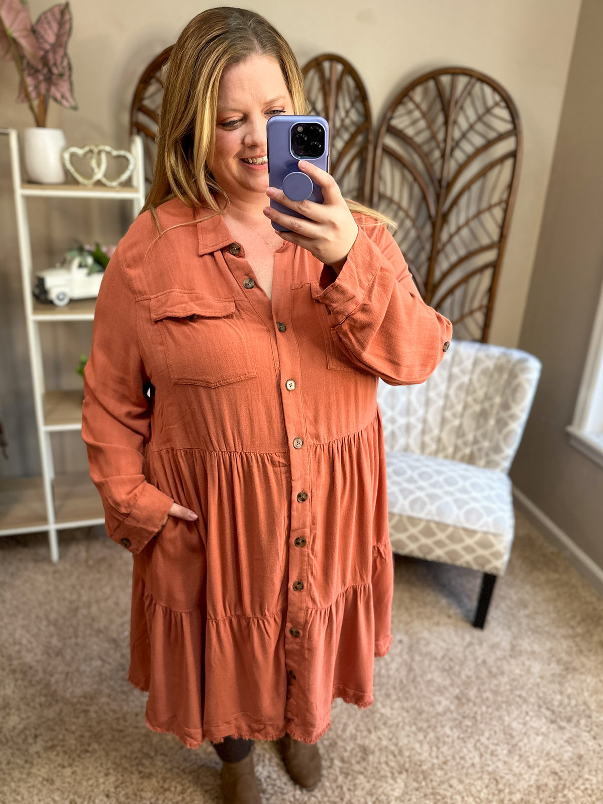 Case is Closed Raw Hem Dress - Ash Rose