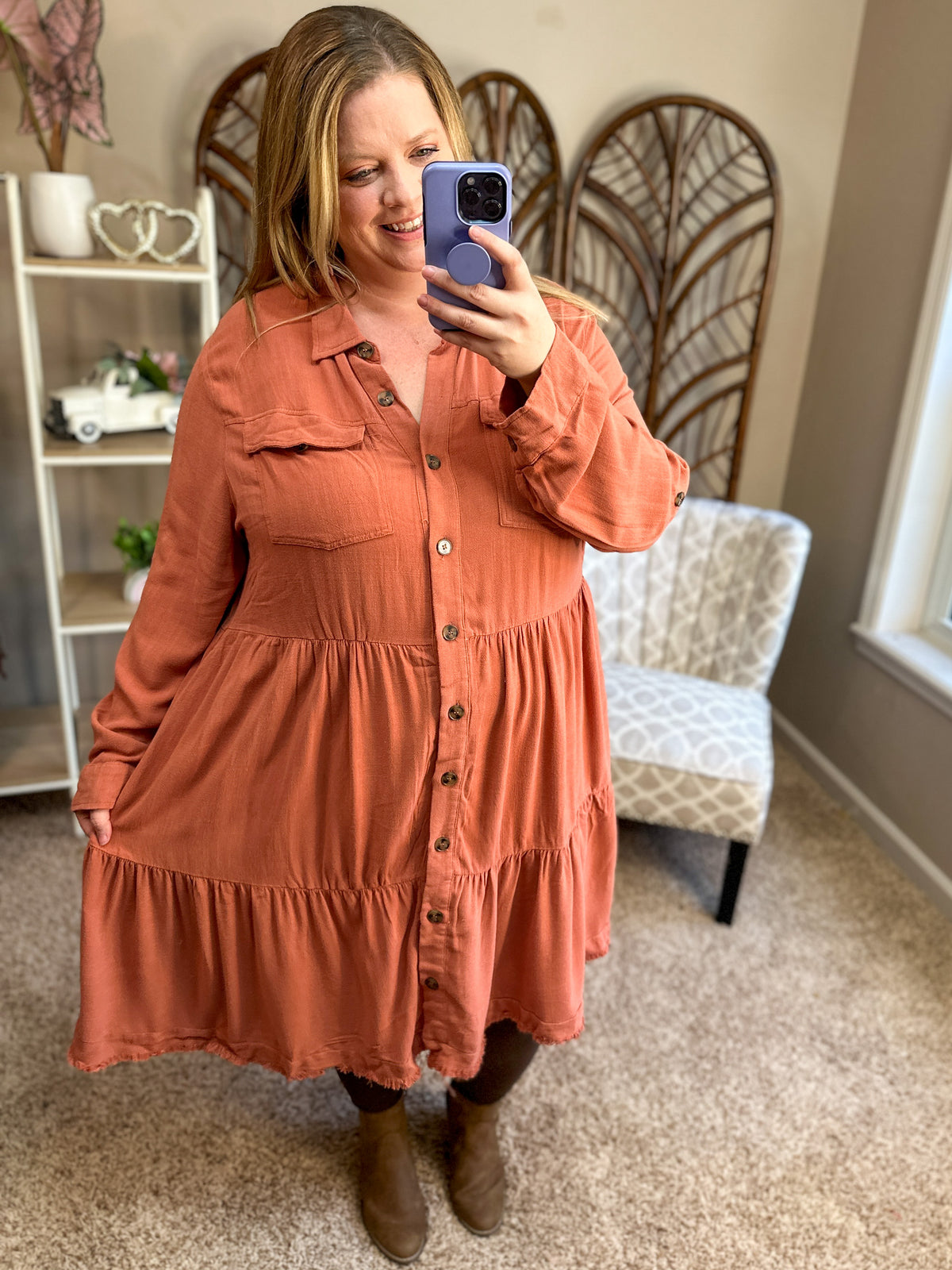 Case is Closed Raw Hem Dress - Ash Rose