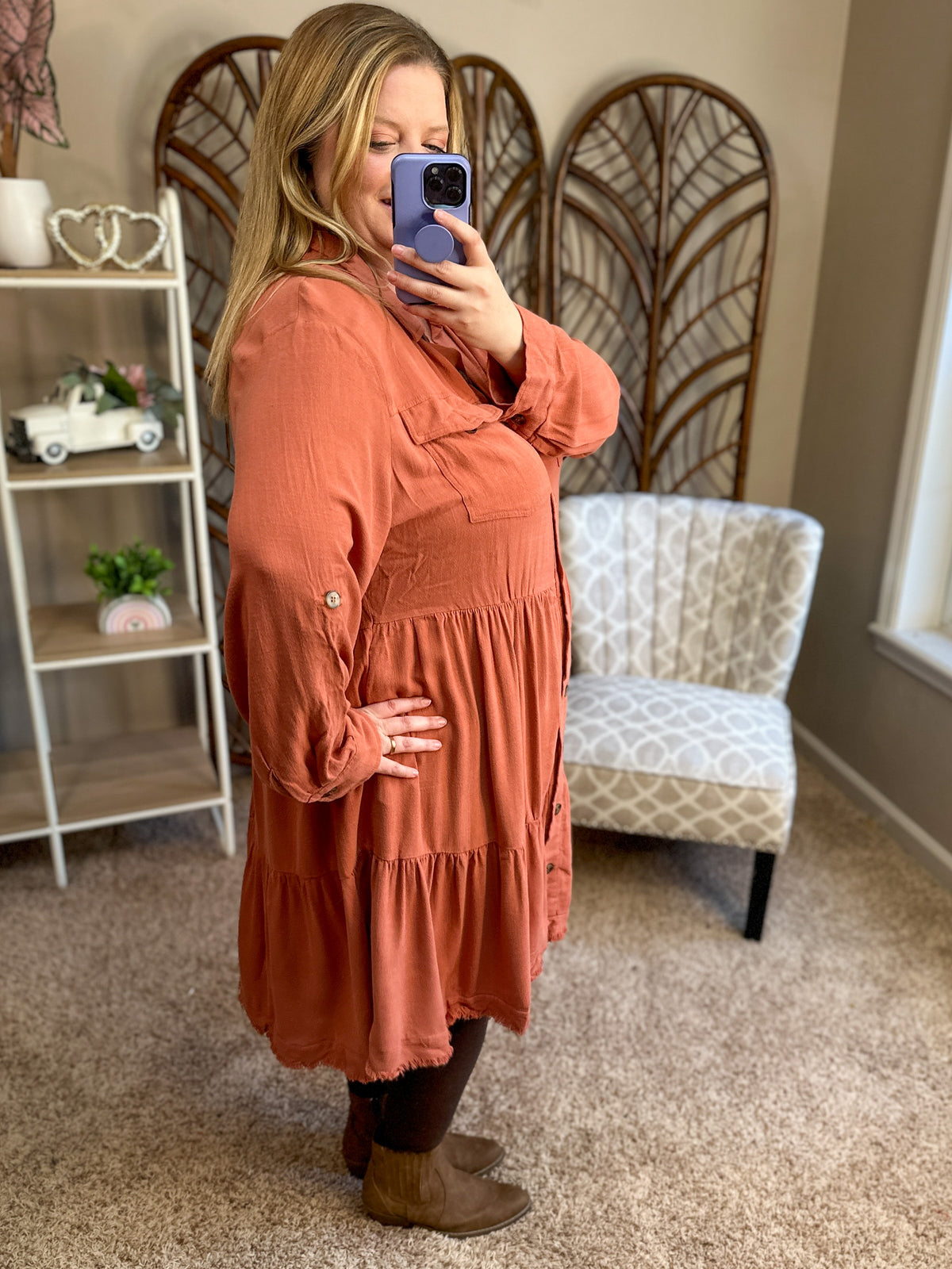 Case is Closed Raw Hem Dress - Ash Rose