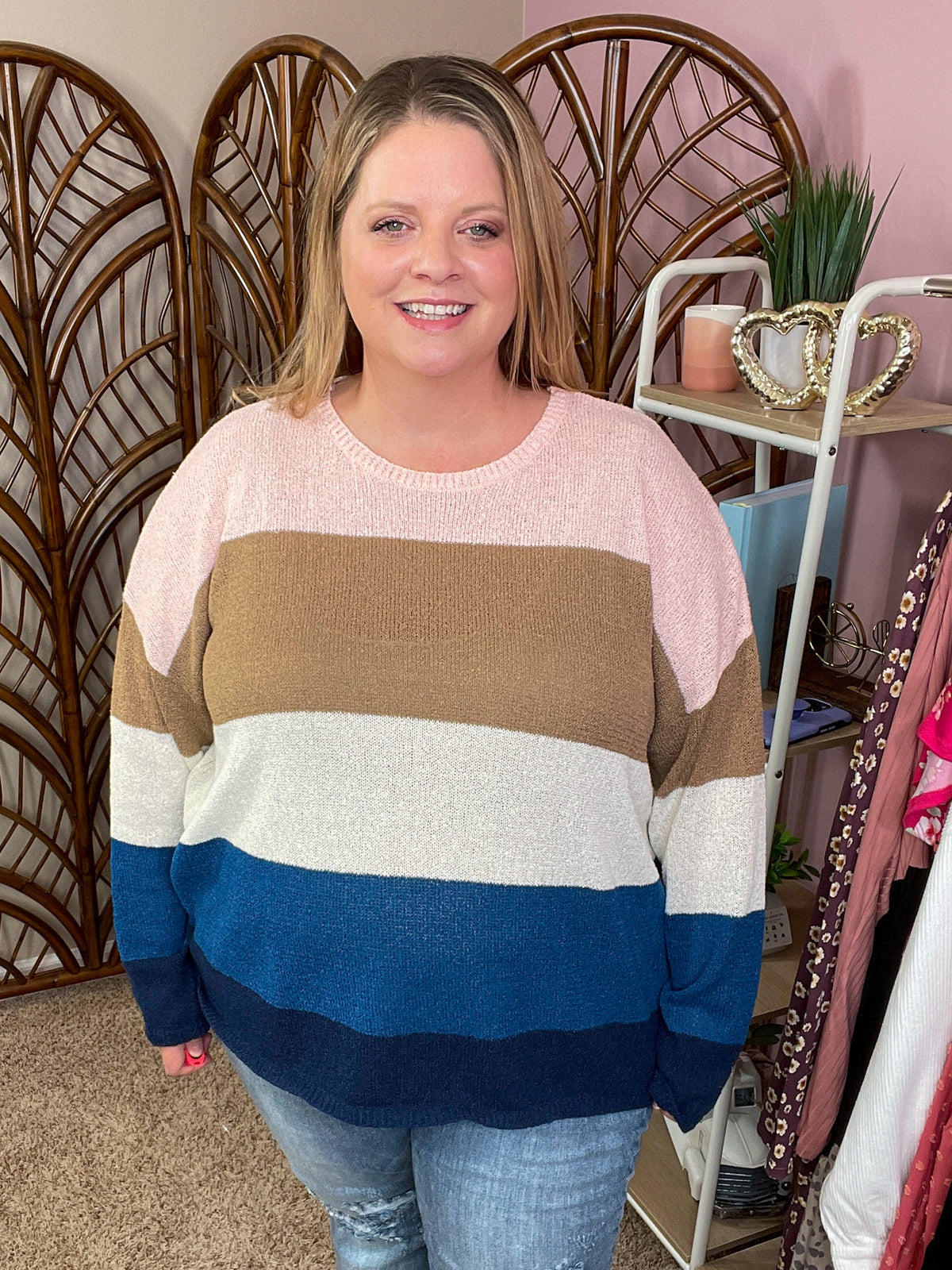 Here For All Colorblock Open Knit Top