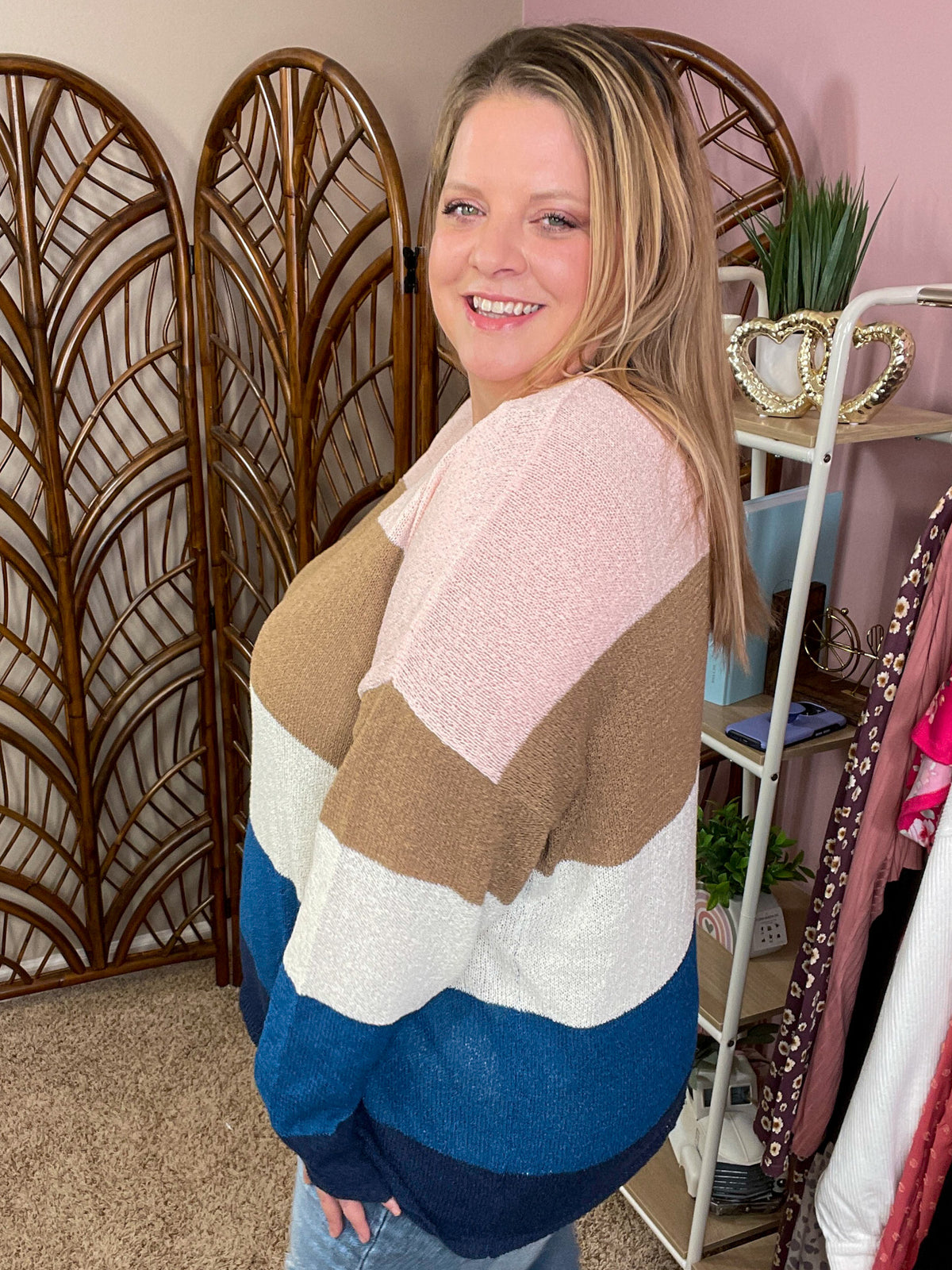 Here For All Colorblock Open Knit Top
