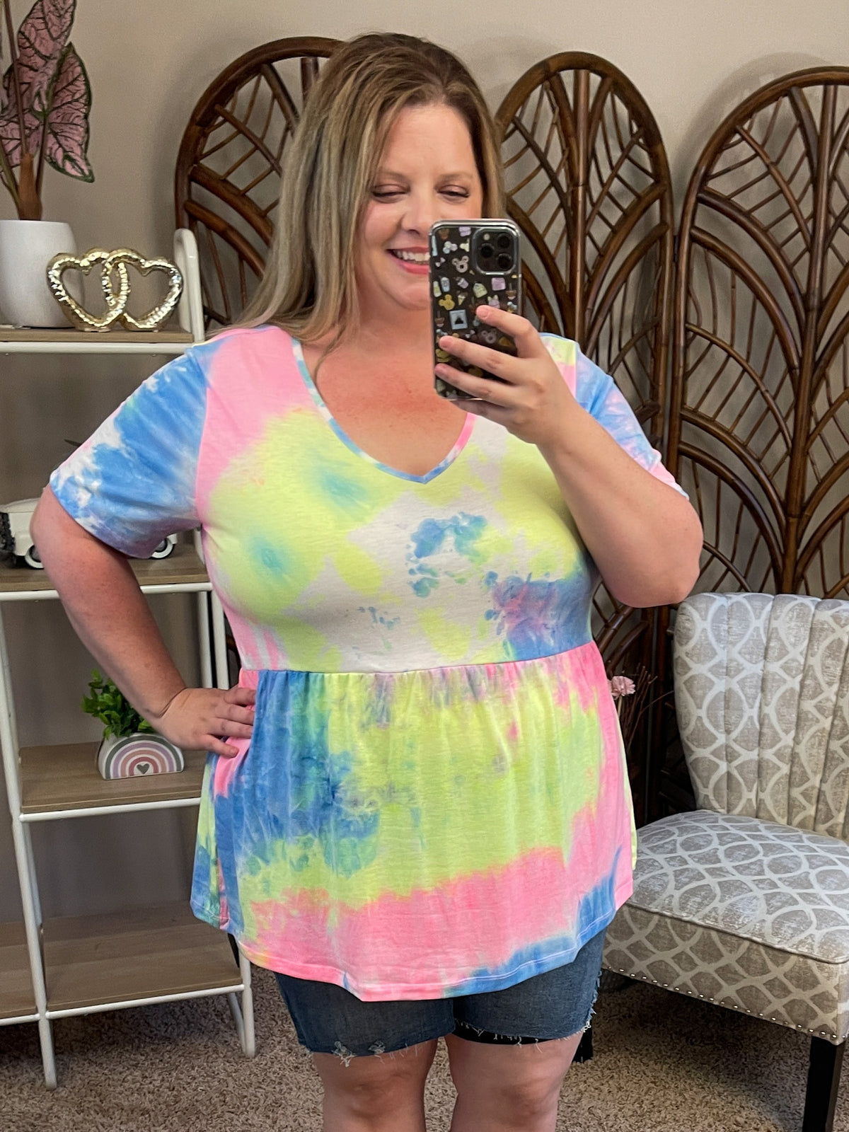 Express Yourself Peplum Top - Tiedye