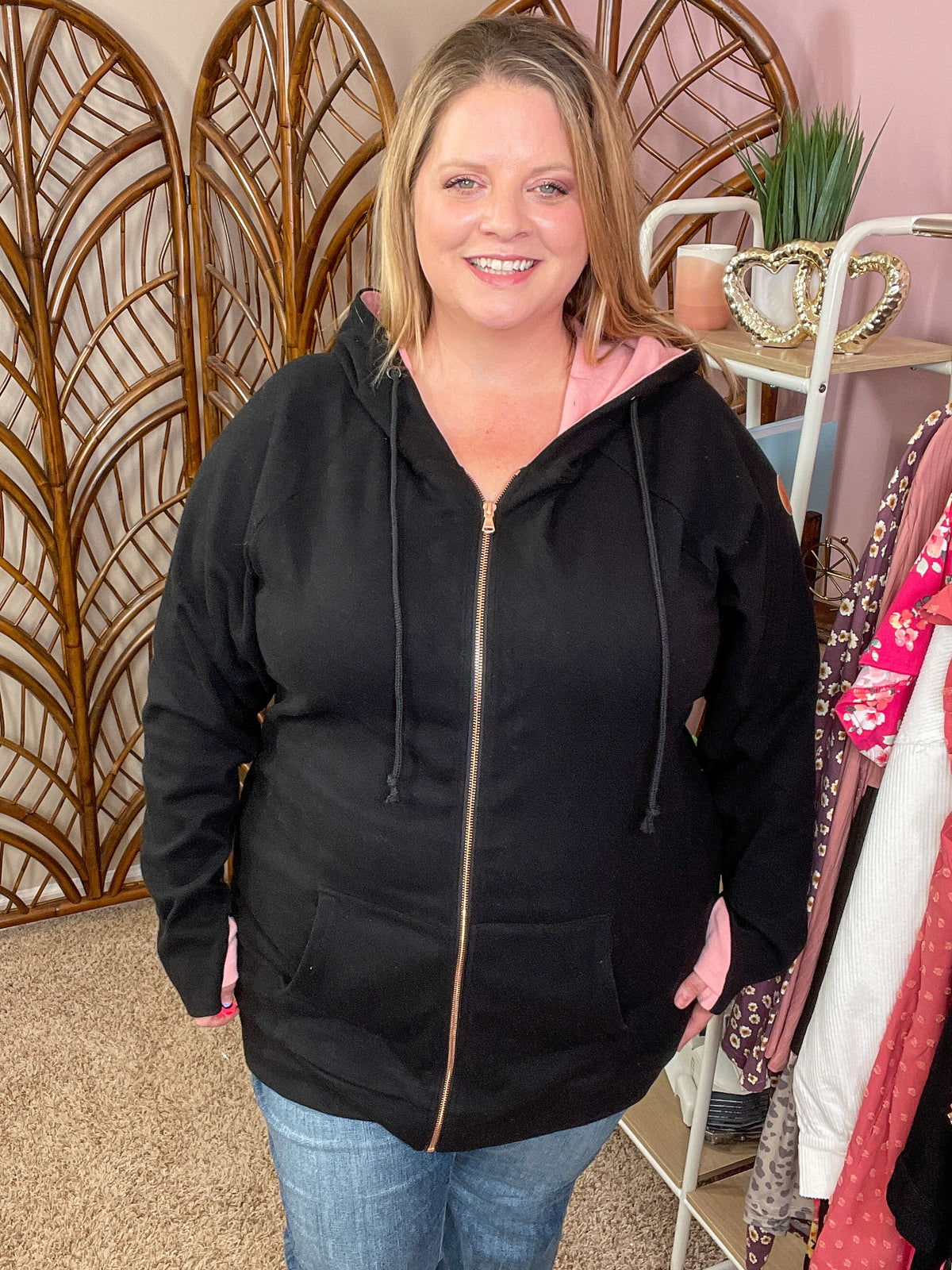 She is Extra Fullzip Hoodie - Rose Gold Accents
