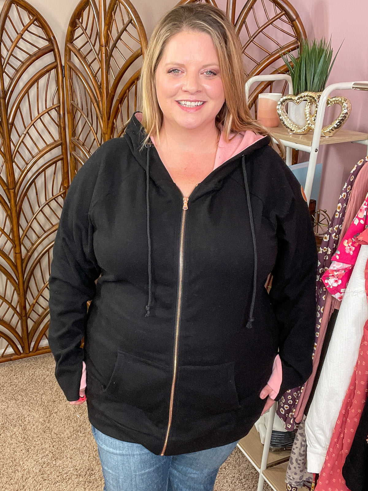 She is Extra Fullzip Hoodie - Rose Gold Accents