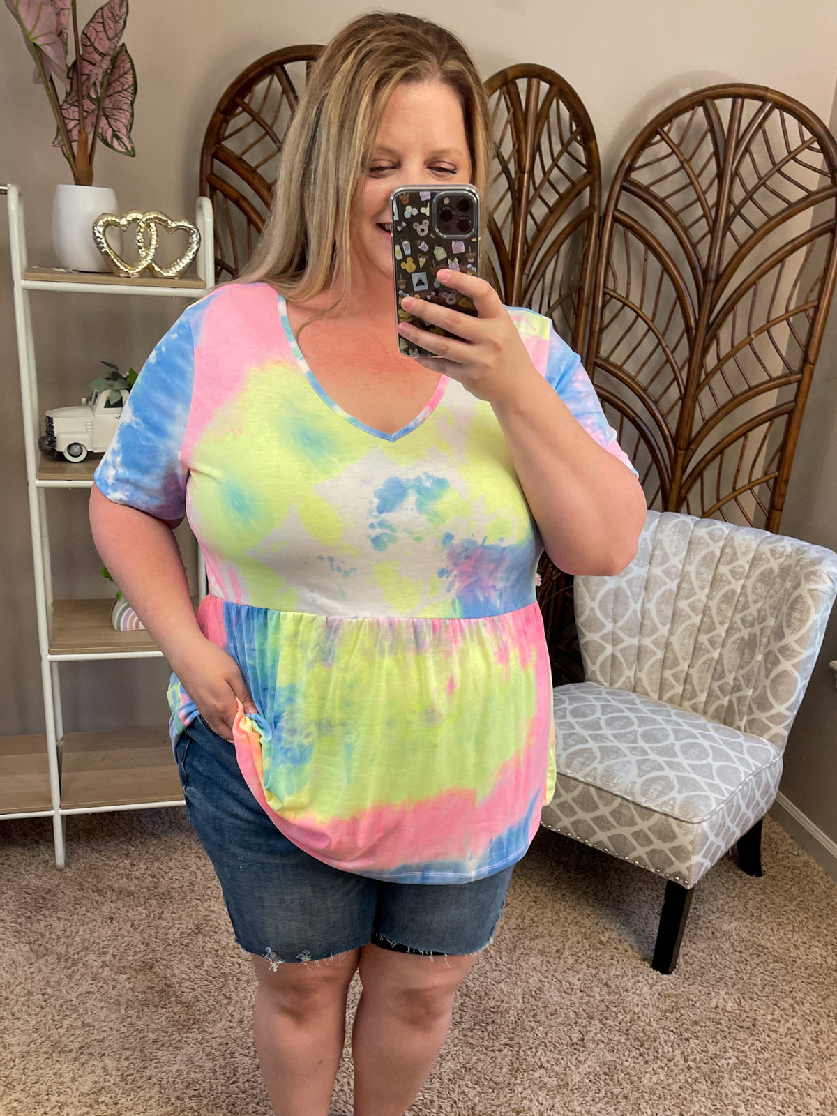 Express Yourself Peplum Top - Tiedye