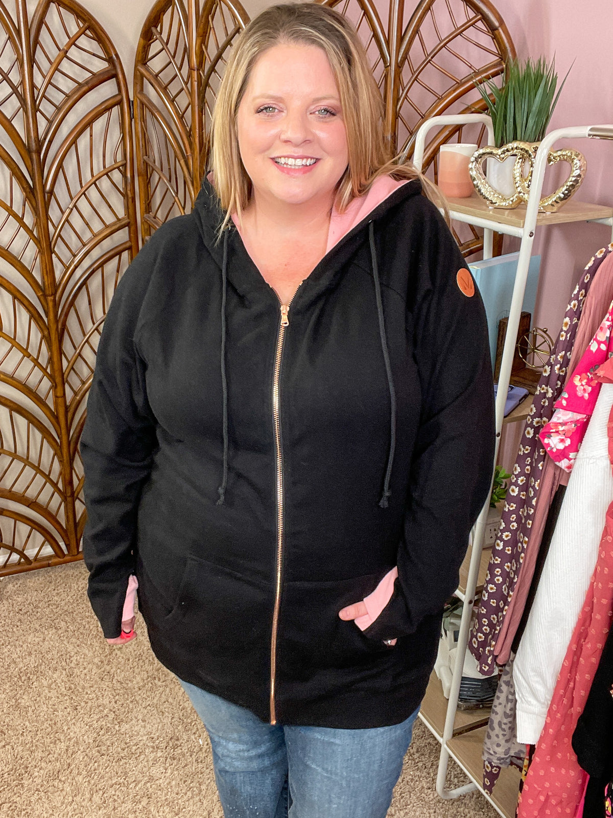 She is Extra Fullzip Hoodie - Rose Gold Accents