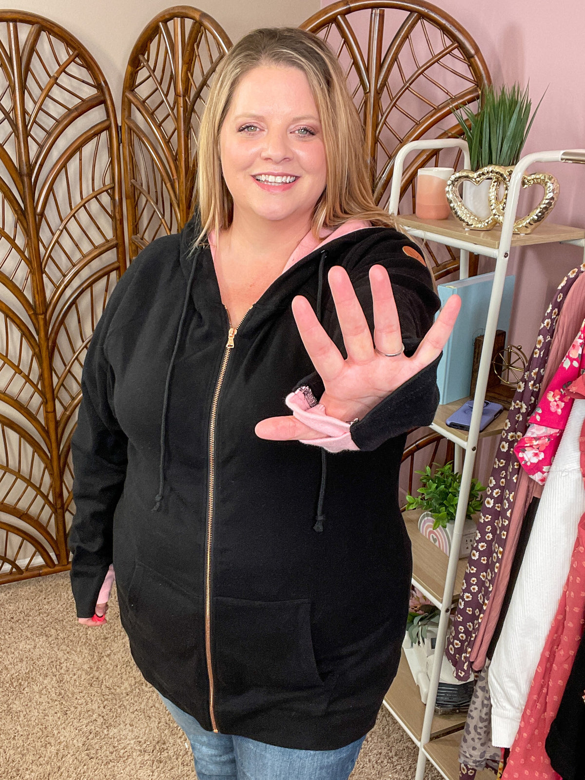 She is Extra Fullzip Hoodie - Rose Gold Accents