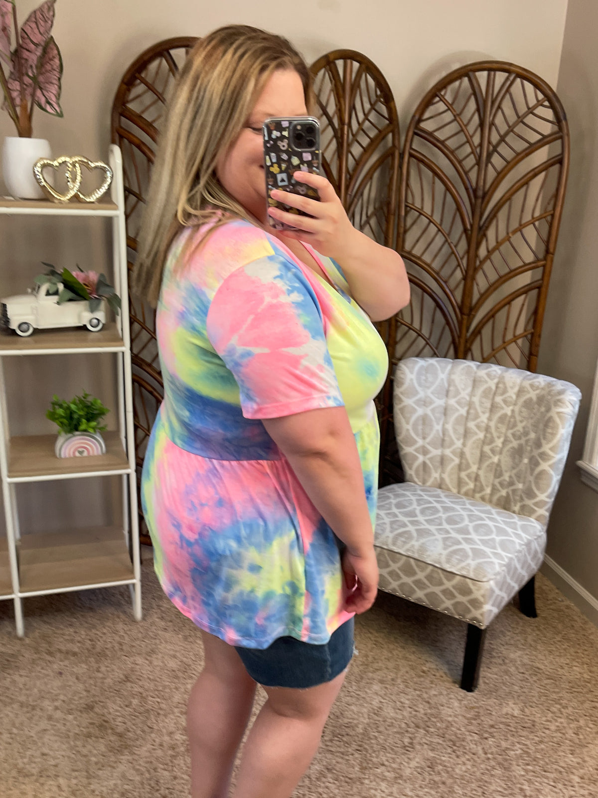 Express Yourself Peplum Top - Tiedye