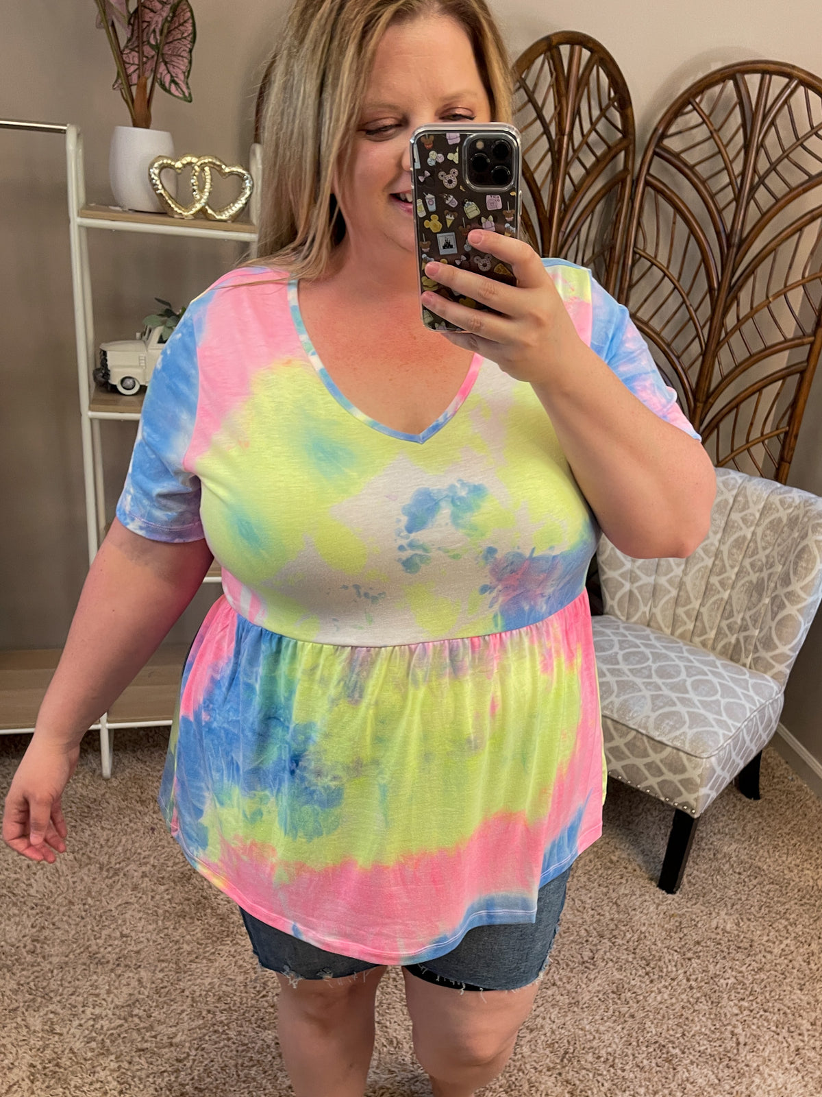 Express Yourself Peplum Top - Tiedye