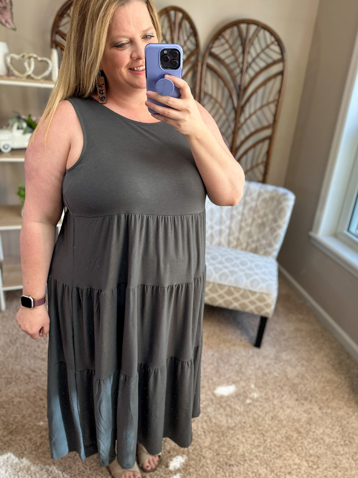 Color of the Day Sleeveless Tiered Midi Dress - Multiple Colors!